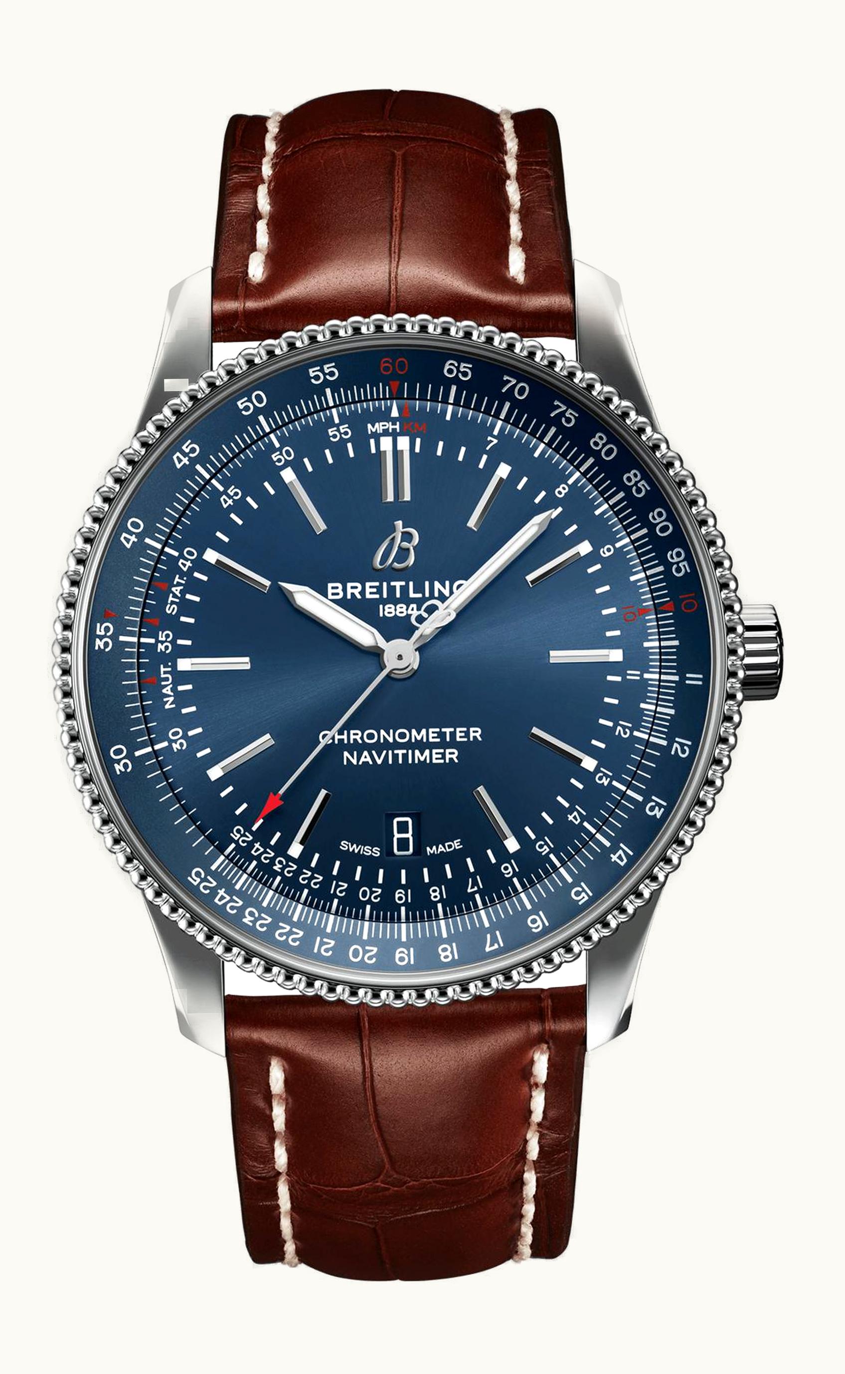 Breitling Navitimer Automatic 41 Automatic Stainless Steel / Blue / Croco / Pin