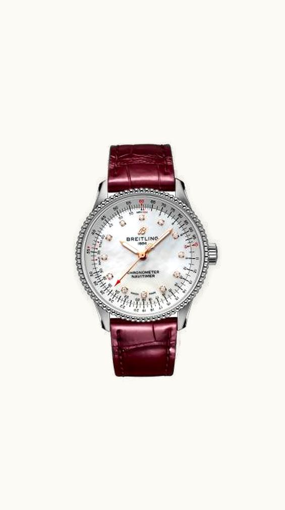 Breitling Navitimer 1 35 Automatic Stainless Steel / Red Gold / MOP / Croco / Pin