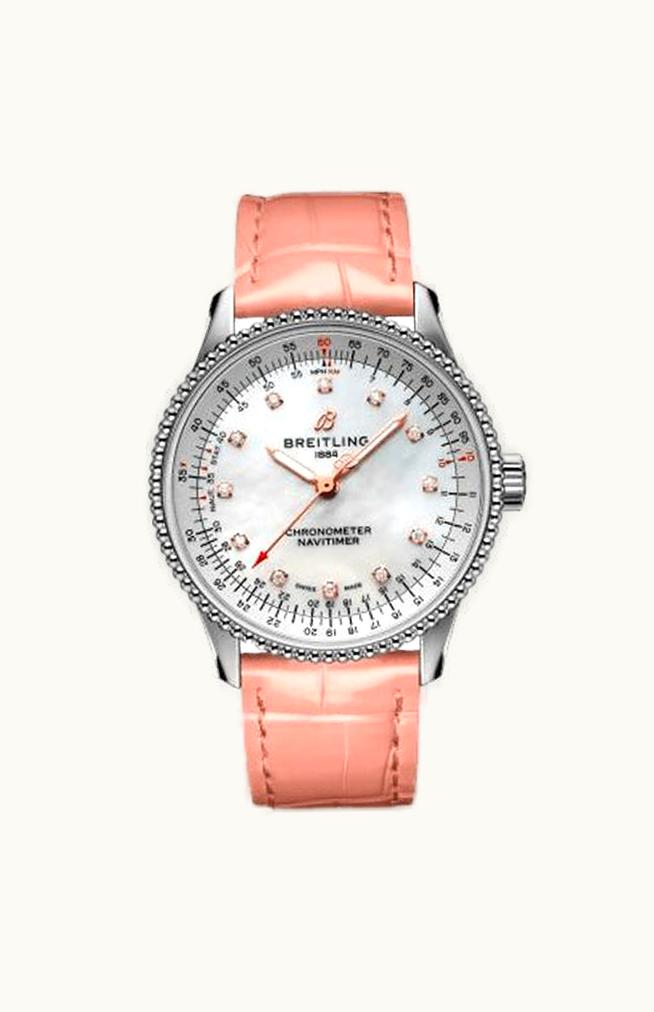 Breitling Navitimer 1 35 Automatic Stainless Steel / MOP / Croco / Pin