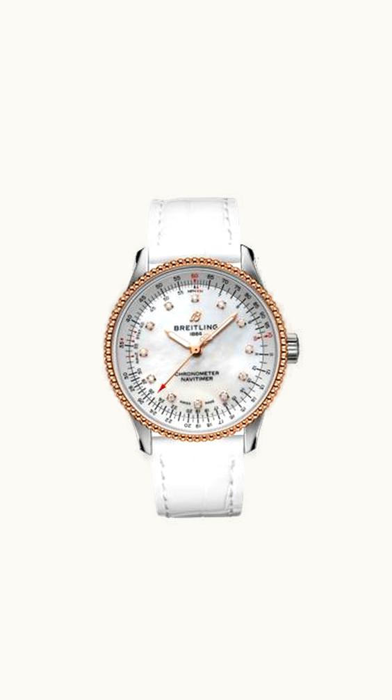 Breitling Navitimer 1 35 Automatic Stainless Steel / MOP / Croco / Pin