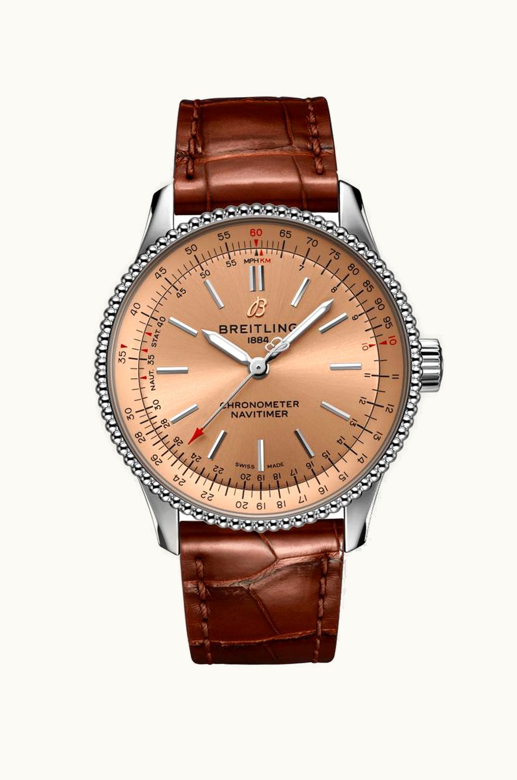 Breitling Navitimer 1 35 Automatic Stainless Steel / Silver / Croco / Pin