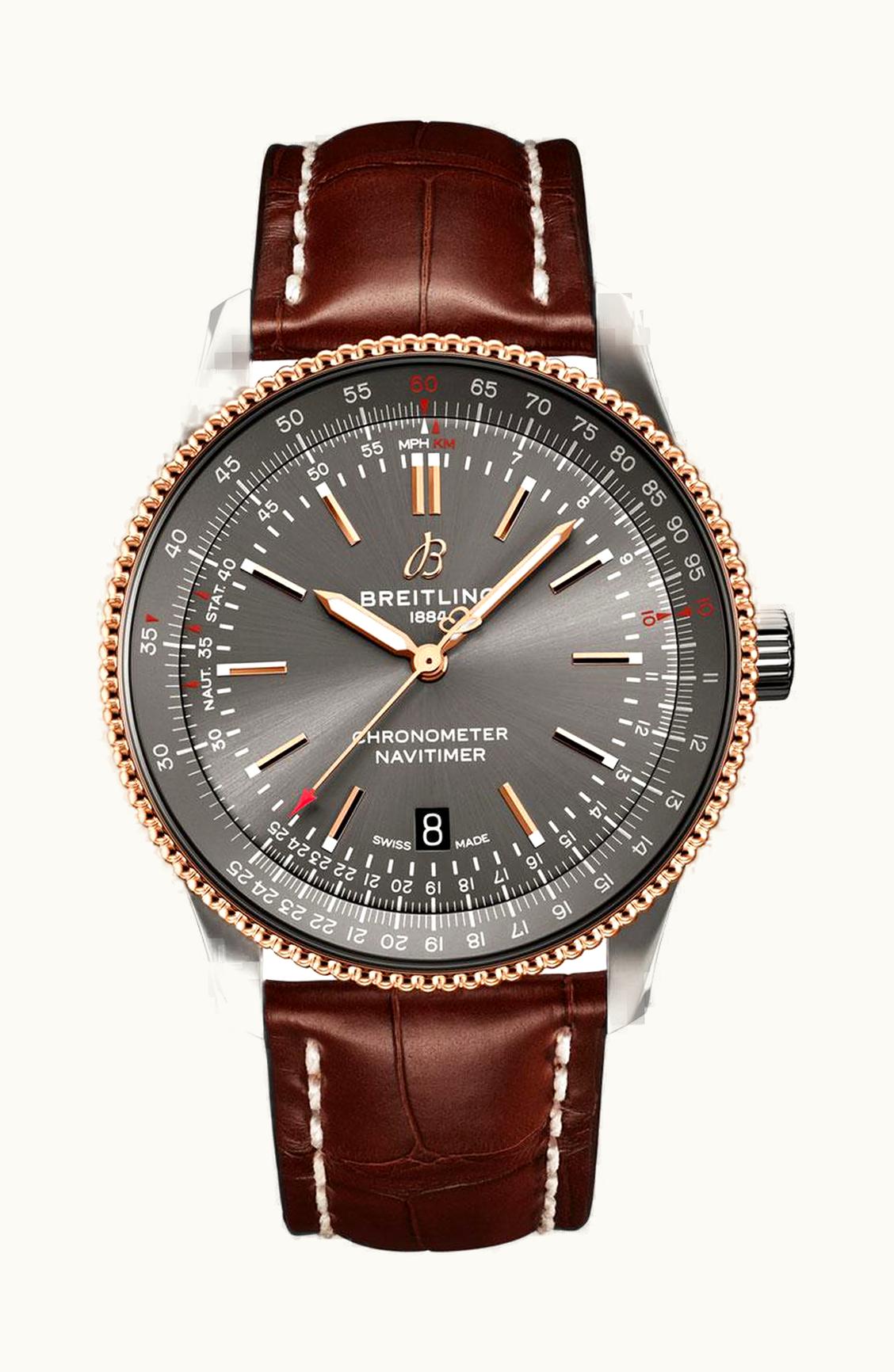 Breitling Navitimer Automatic 41 Automatic Stainless Steel / Rose Gold / Grey / Croco - Folding