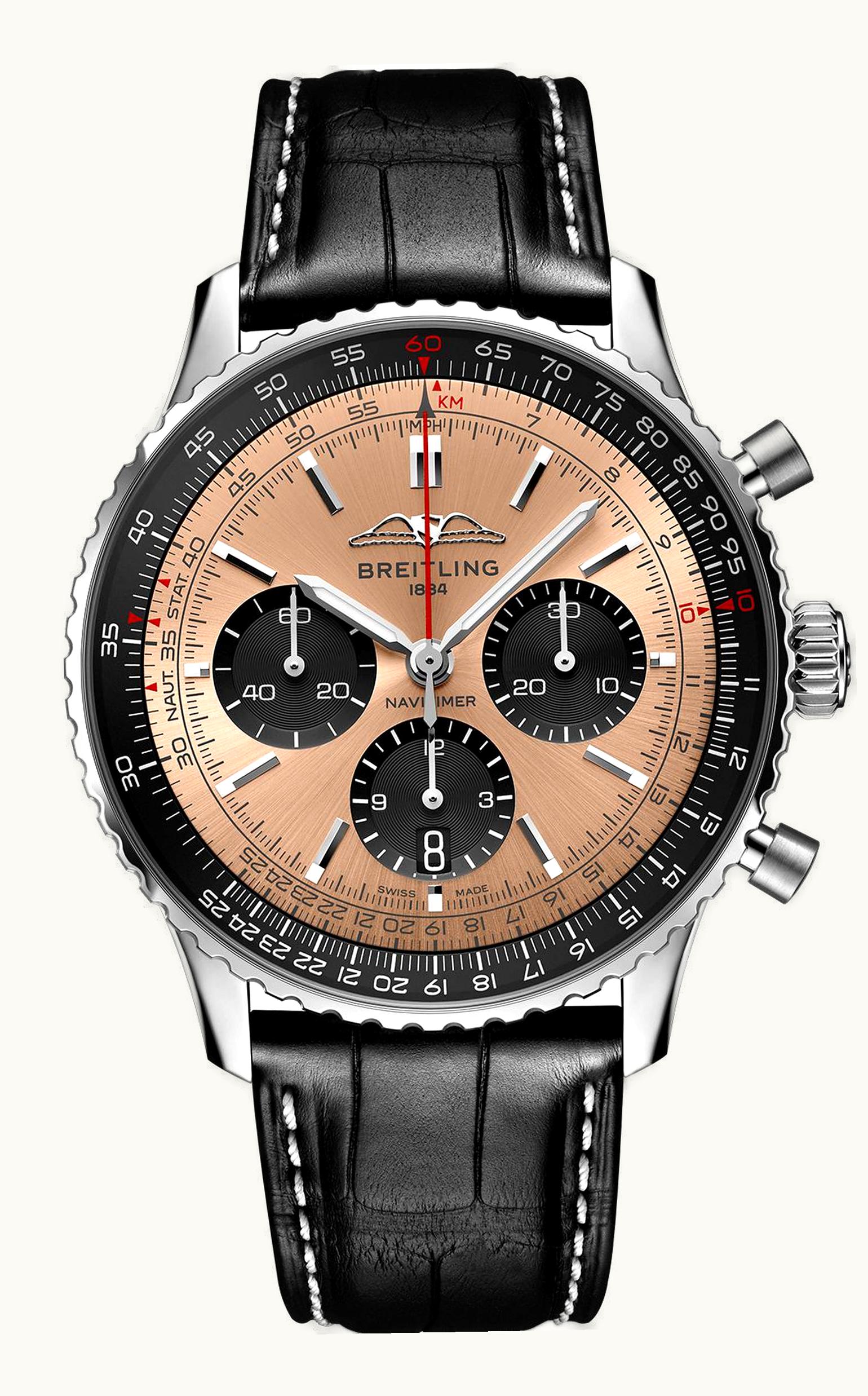 Breitling Navitimer  B01 Chronograph 43 Stainless Steel / Copper / Alligator - Folding