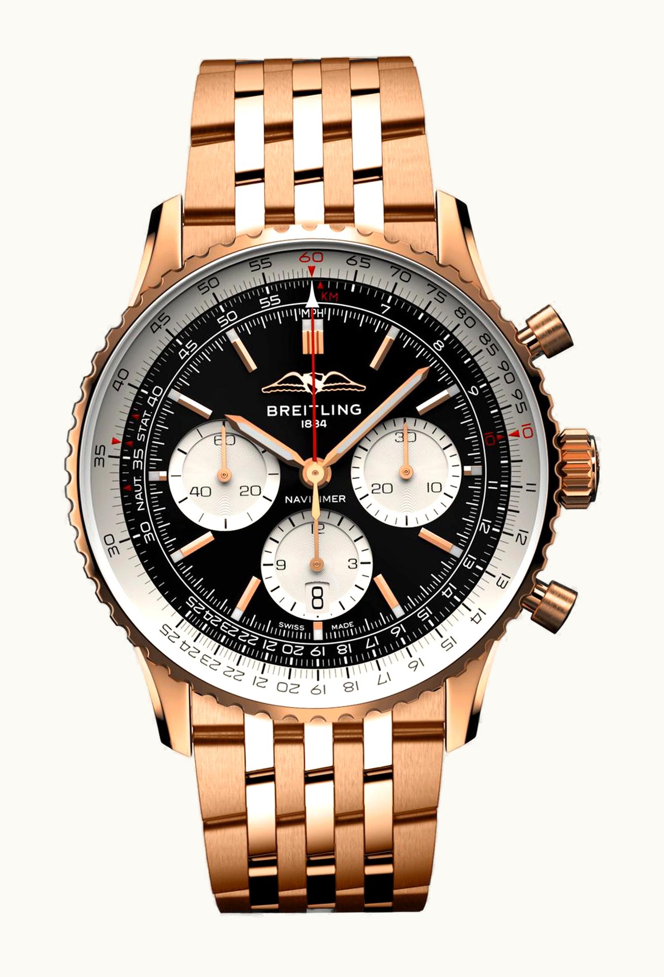 Breitling Navitimer B01 Chronograph 43 Red Gold / Black / Bracelet