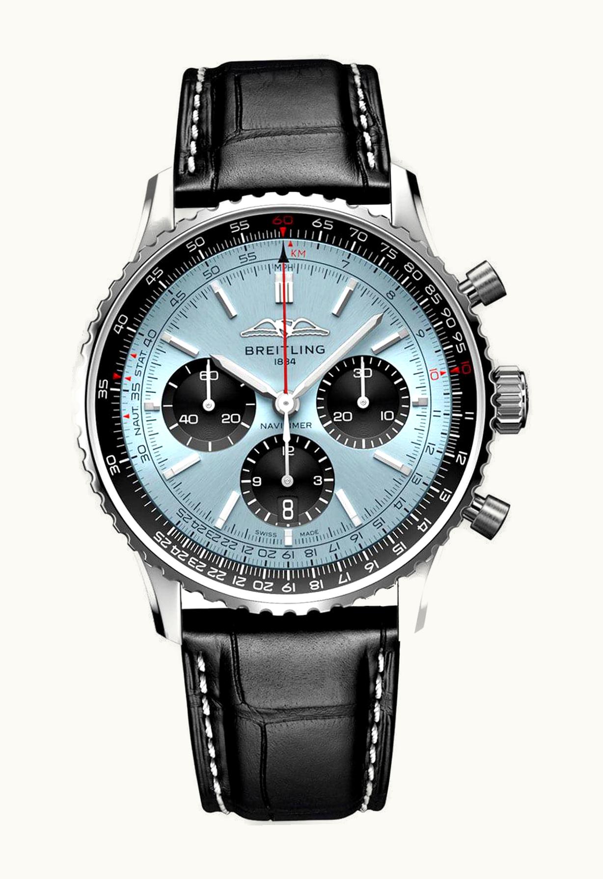 Breitling Navitimer  B01 Chronograph 43 Stainless Steel / Ice Blue / Alligator - Folding