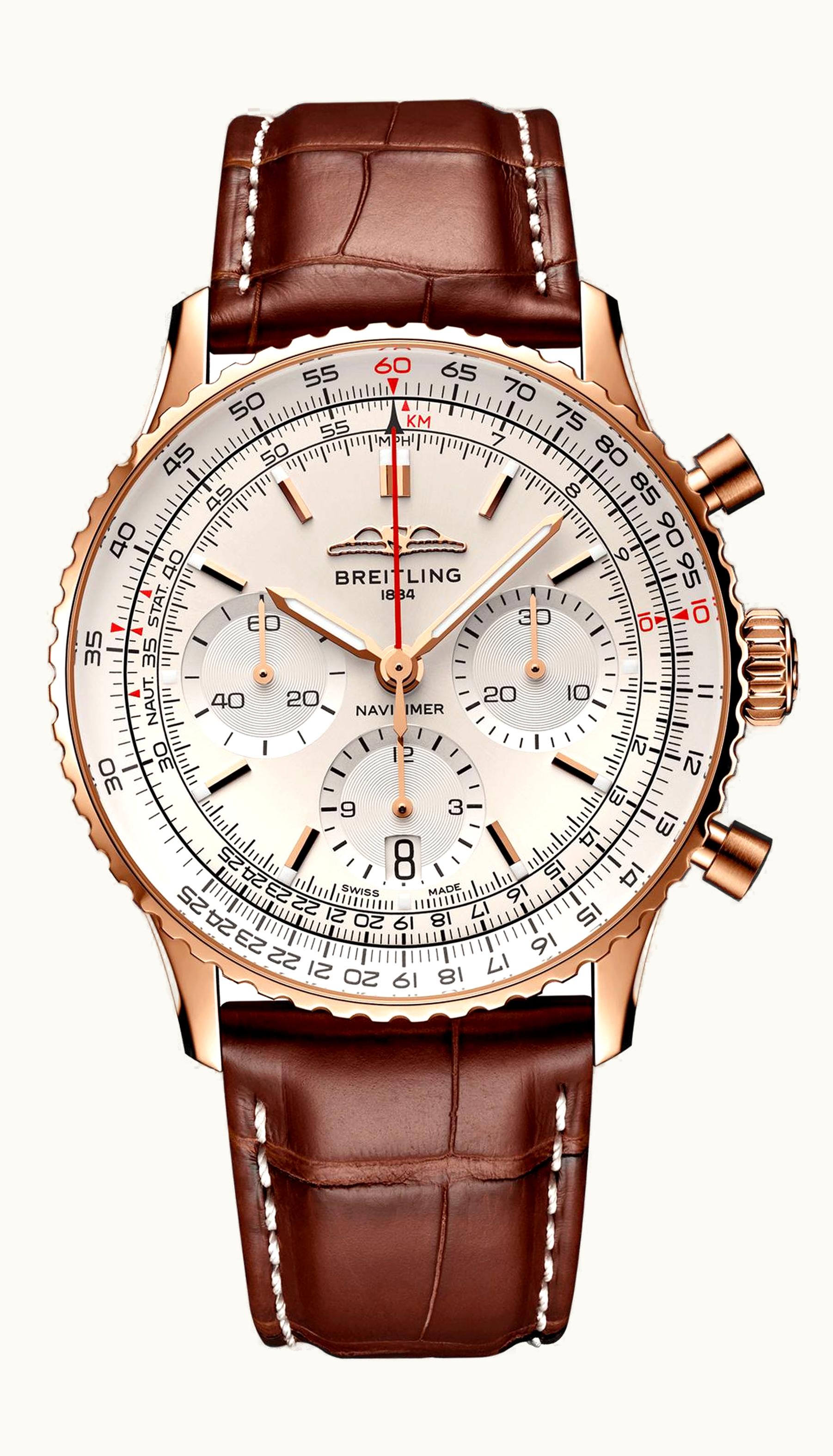 Breitling Navitimer B01 Chronograph 41 Red Gold / Silver / Alligator - Folding