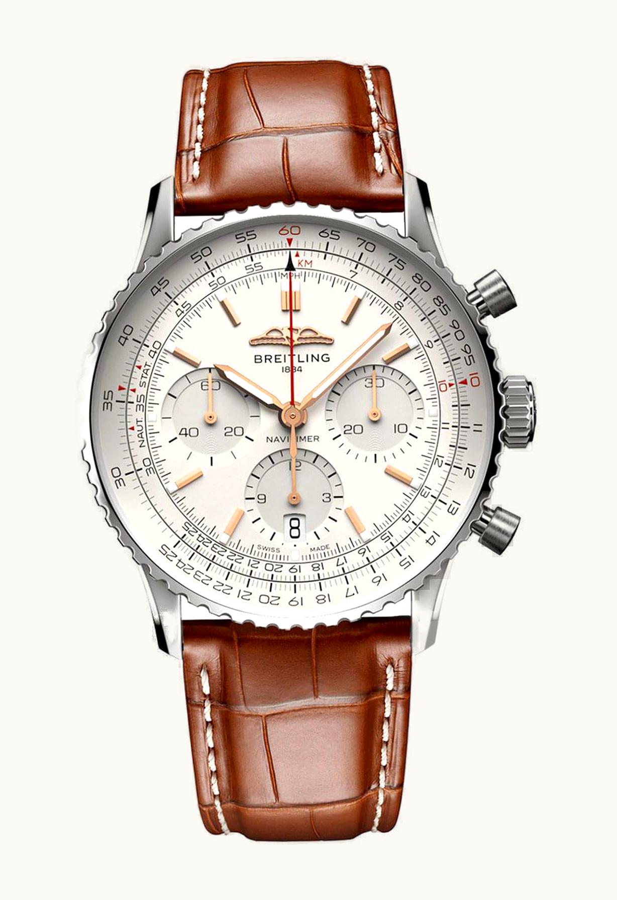 Breitling Navitimer B01 Chronograph 41 Stainless Steel / Silver / Alligator - Folding