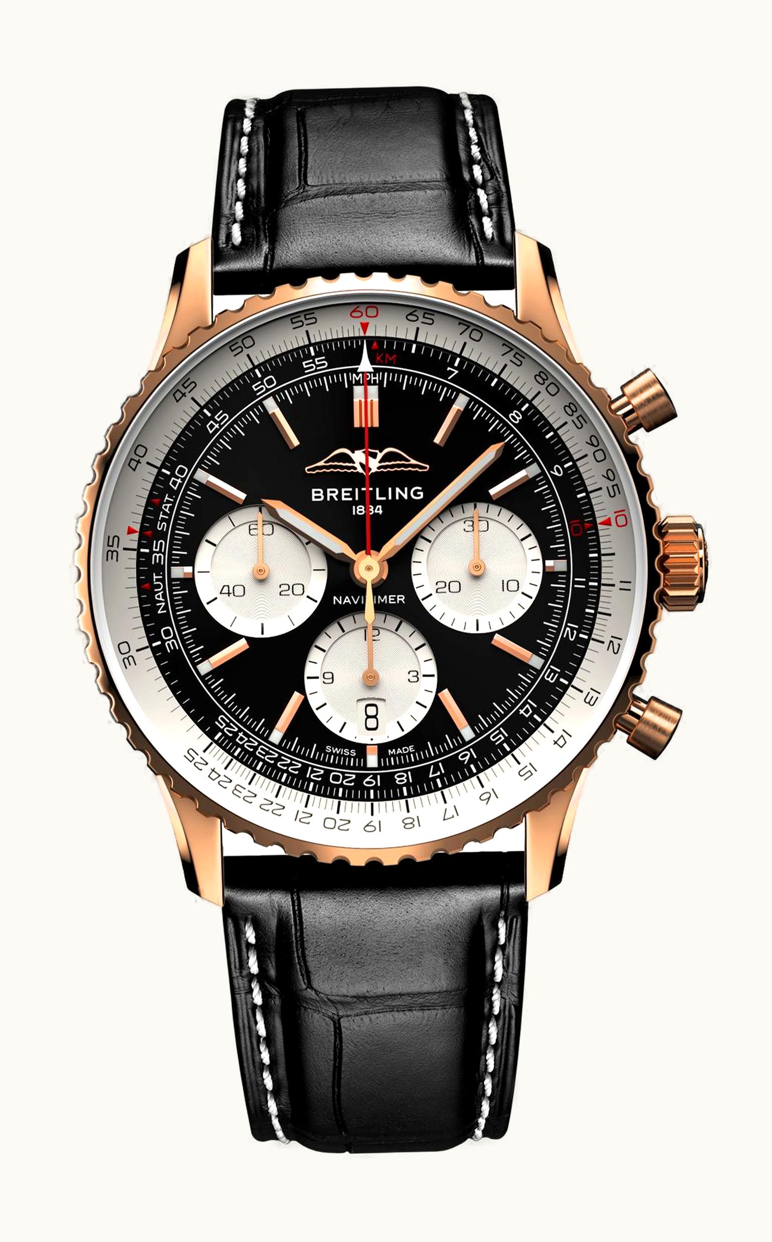 Breitling Navitimer B01 Chronograph 43 Red Gold / Black / Alligator - Folding