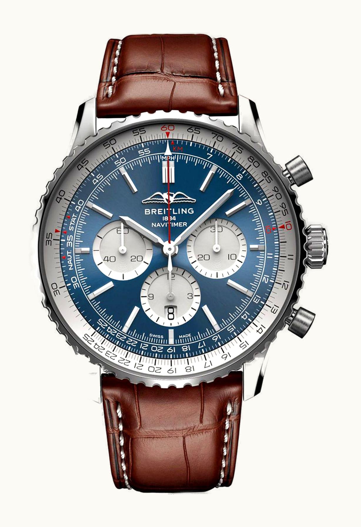 Breitling Navitimer B01 Chronograph 46 Stainless Steel / Blue / Alligator - Folding