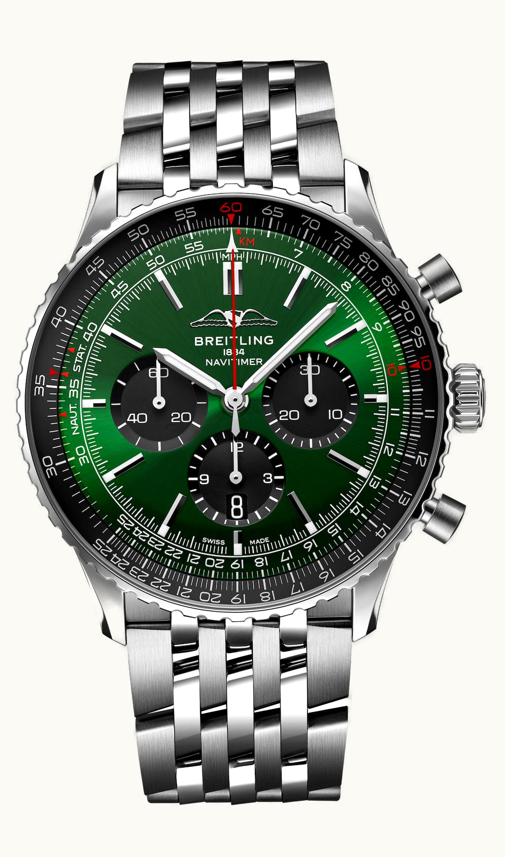 Breitling Navitimer B01 Chronograph 46 Stainless Steel / Green / Bracelet