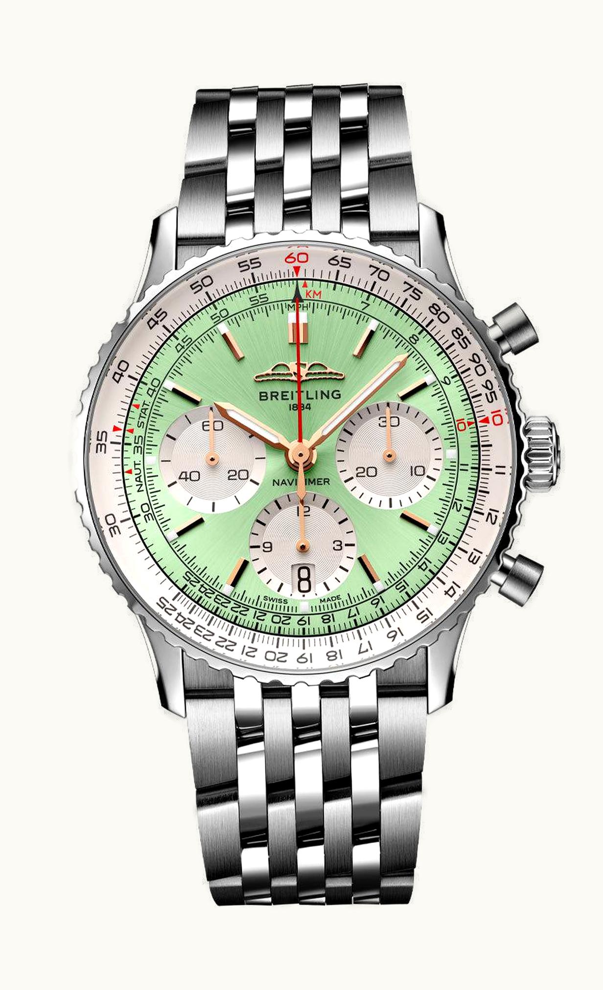 Breitling Navitimer B01 Chronograph 41 Stainless Steel / Mint Green / Bracelet
