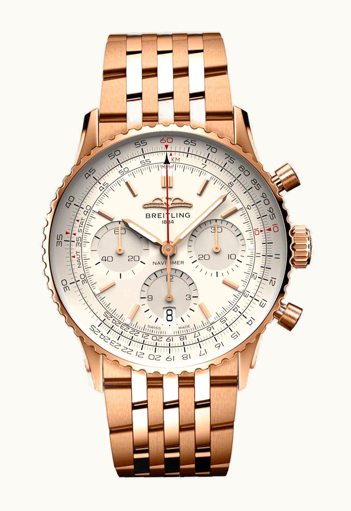 Breitling Navitimer B01 Chronograph 41 Red Gold / Silver / Bracelet