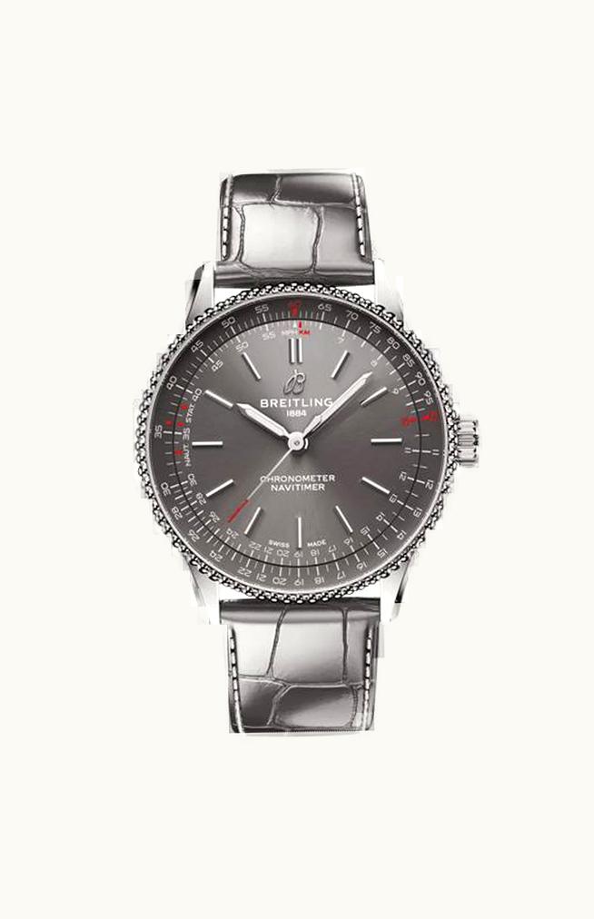 Breitling Navitimer Automatic 36 Stainless Steel / Grey / Croco / Folding