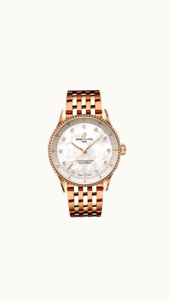 Breitling Navitimer Quartz 32 Red Gold / MOP / Croco / Pin