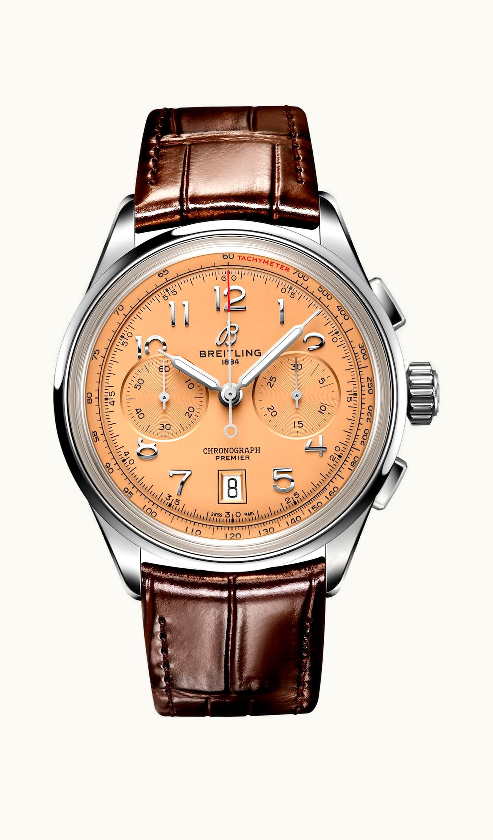 Breitling Premier B01 Chronograph 42 Stainless Steel / Pink / Alligator