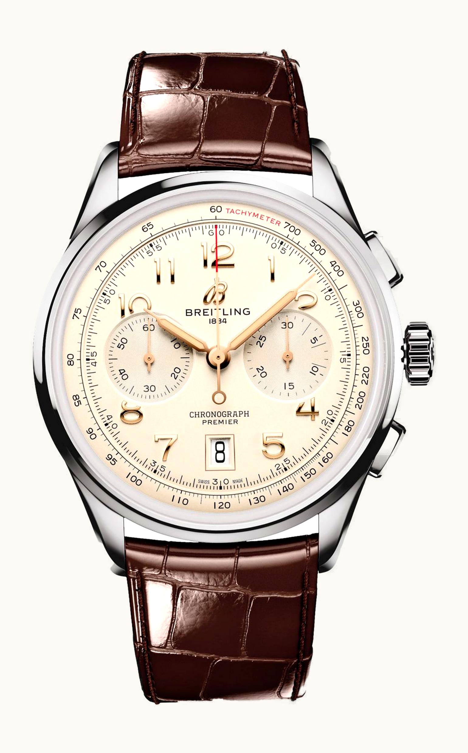 Breitling Premier B01 Chronograph 42 Stainless Steel / Cream / Alligator