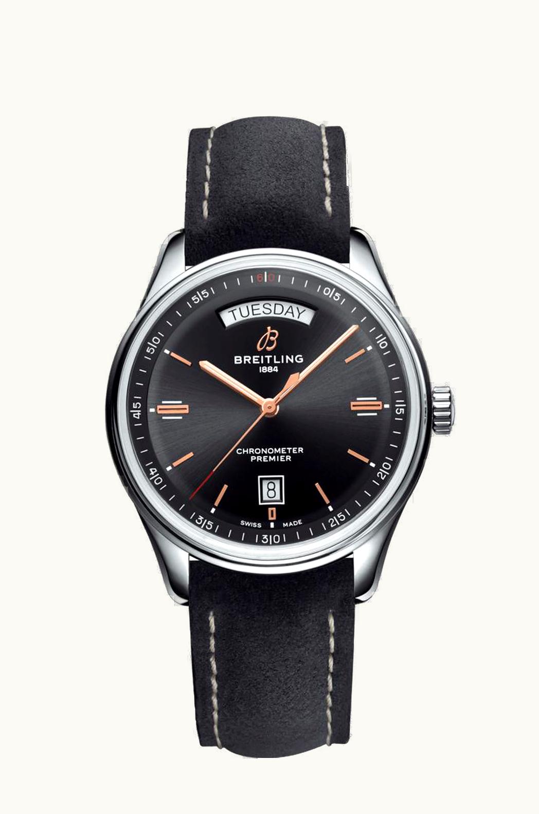 Breitling Premier Automatic Day & Date 40 Stainless Steel / Black / Nubuck Anthracite / Folding