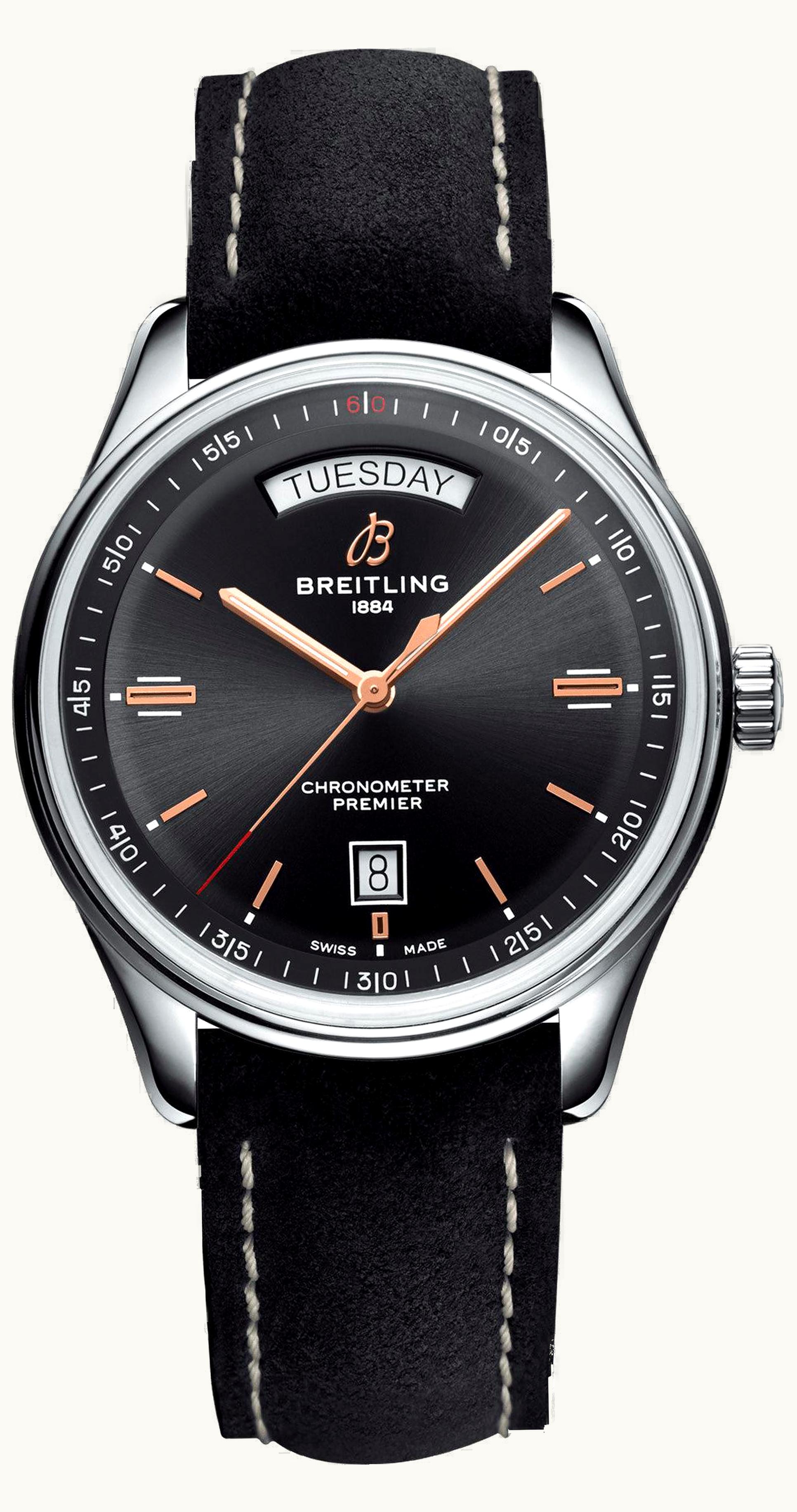 Breitling Premier Automatic Day & Date 40 Stainless Steel / Black / Nubuck Black / Tang