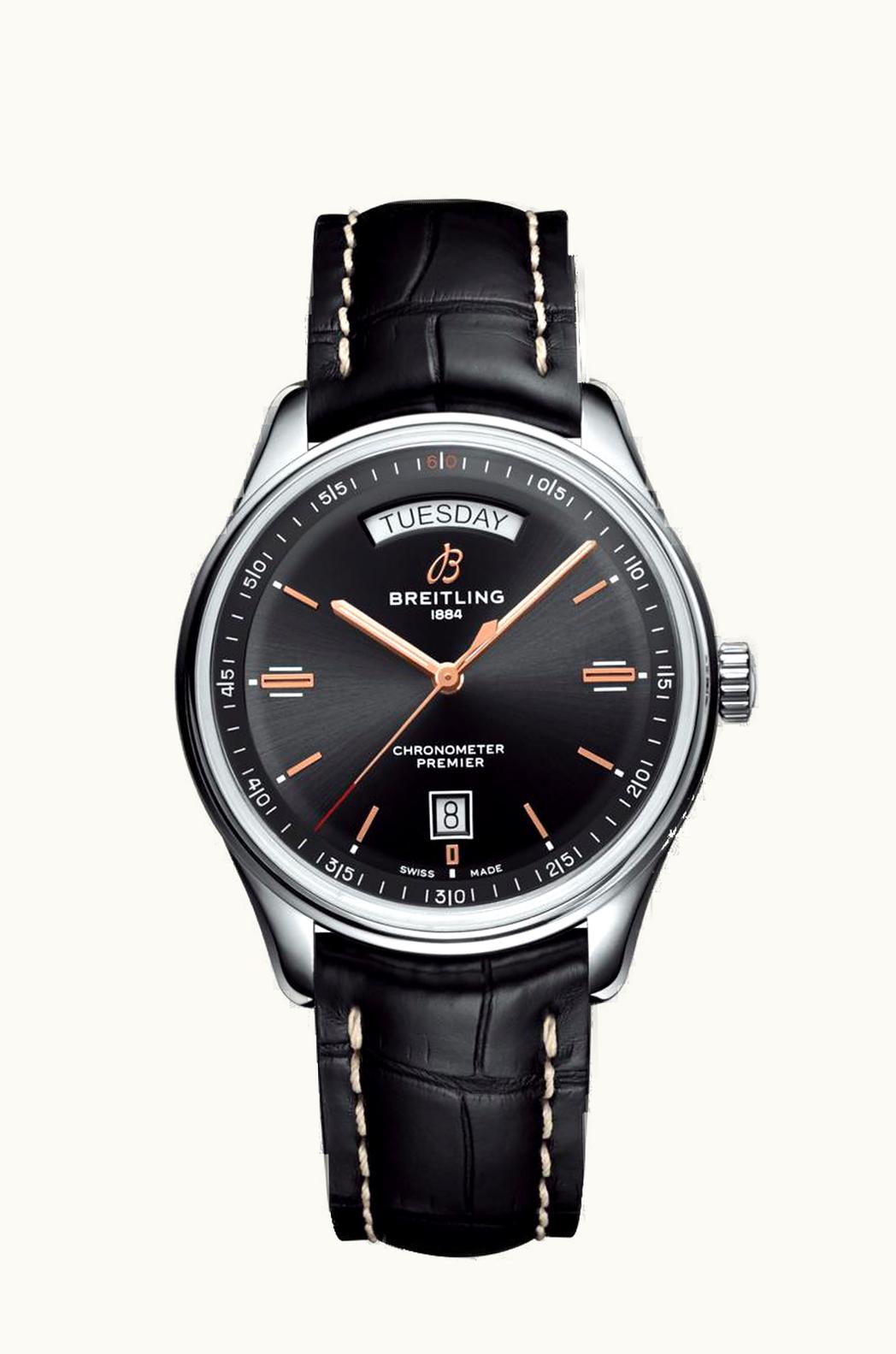 Breitling Premier Automatic Day & Date 40 Stainless Steel / Black / Croco Black / Tang