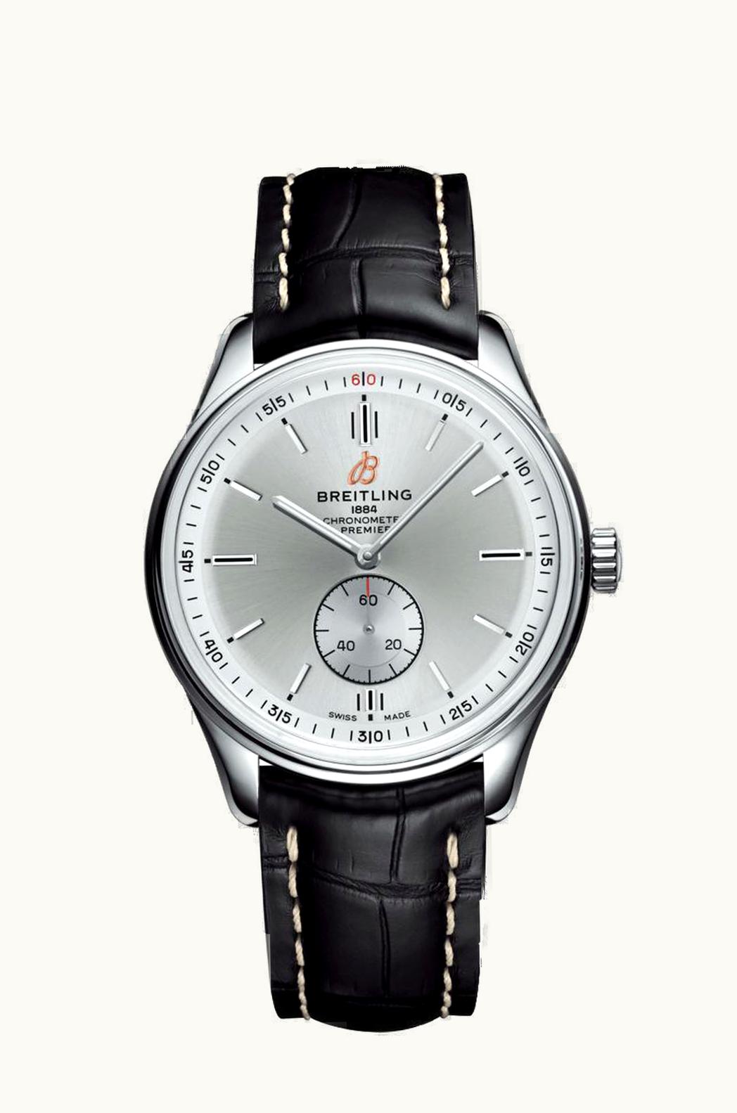 Breitling Premier Automatic 40 Stainless Steel / Silver / Croco Black / Tang