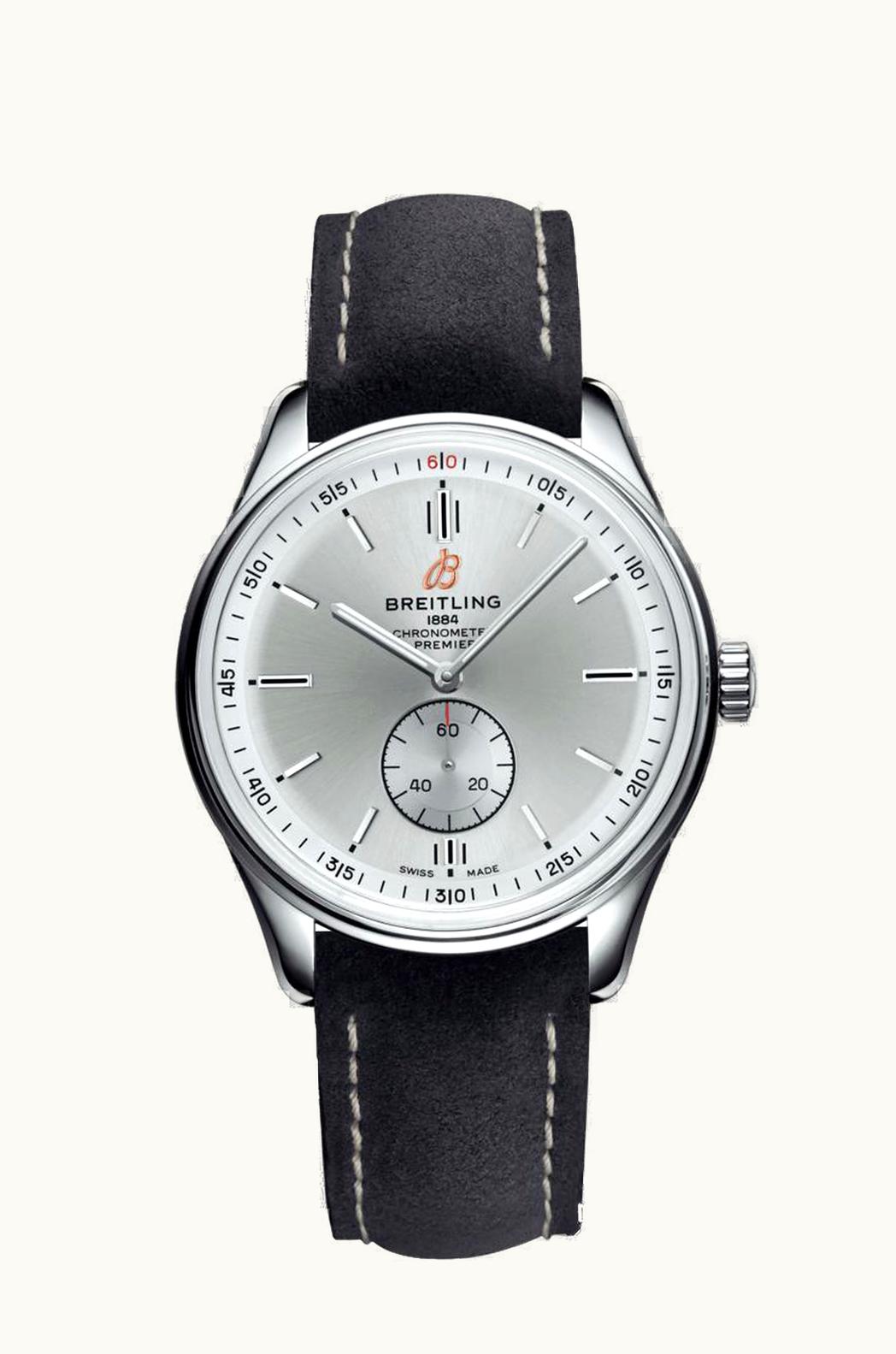 Breitling Premier Automatic 40 Stainless Steel / Silver / Nubuck Anthracite / Tang