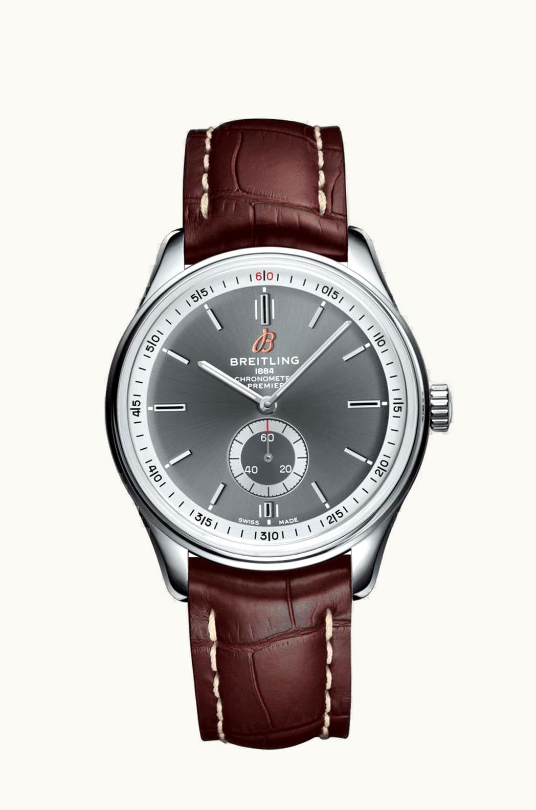 Breitling Premier Automatic 40 Stainless Steel / Anthracite / Croco Brown / Tang