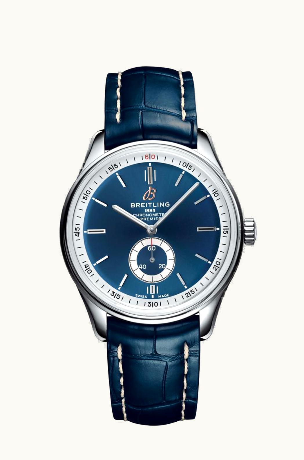 Breitling Premier Automatic 40 Stainless Steel / Blue / Croco Blue / Tang