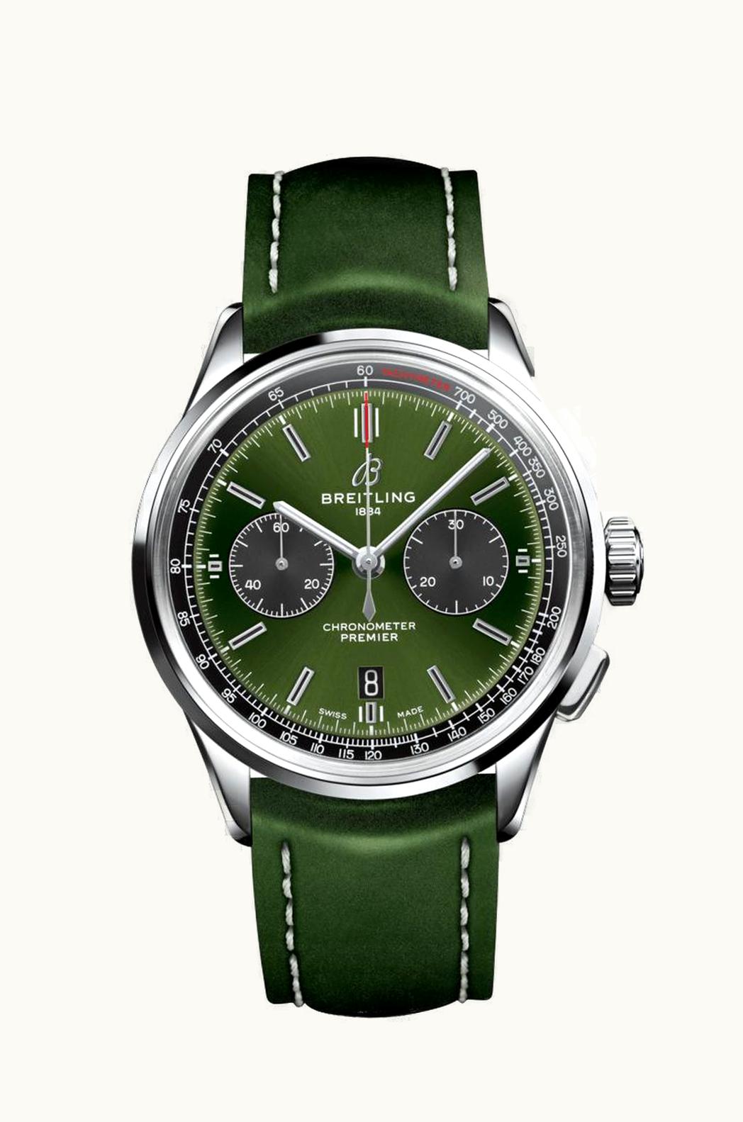 Breitling Premier B01 Chronograph 42 Bentley Stainless Steel / Green / Calf / Folding
