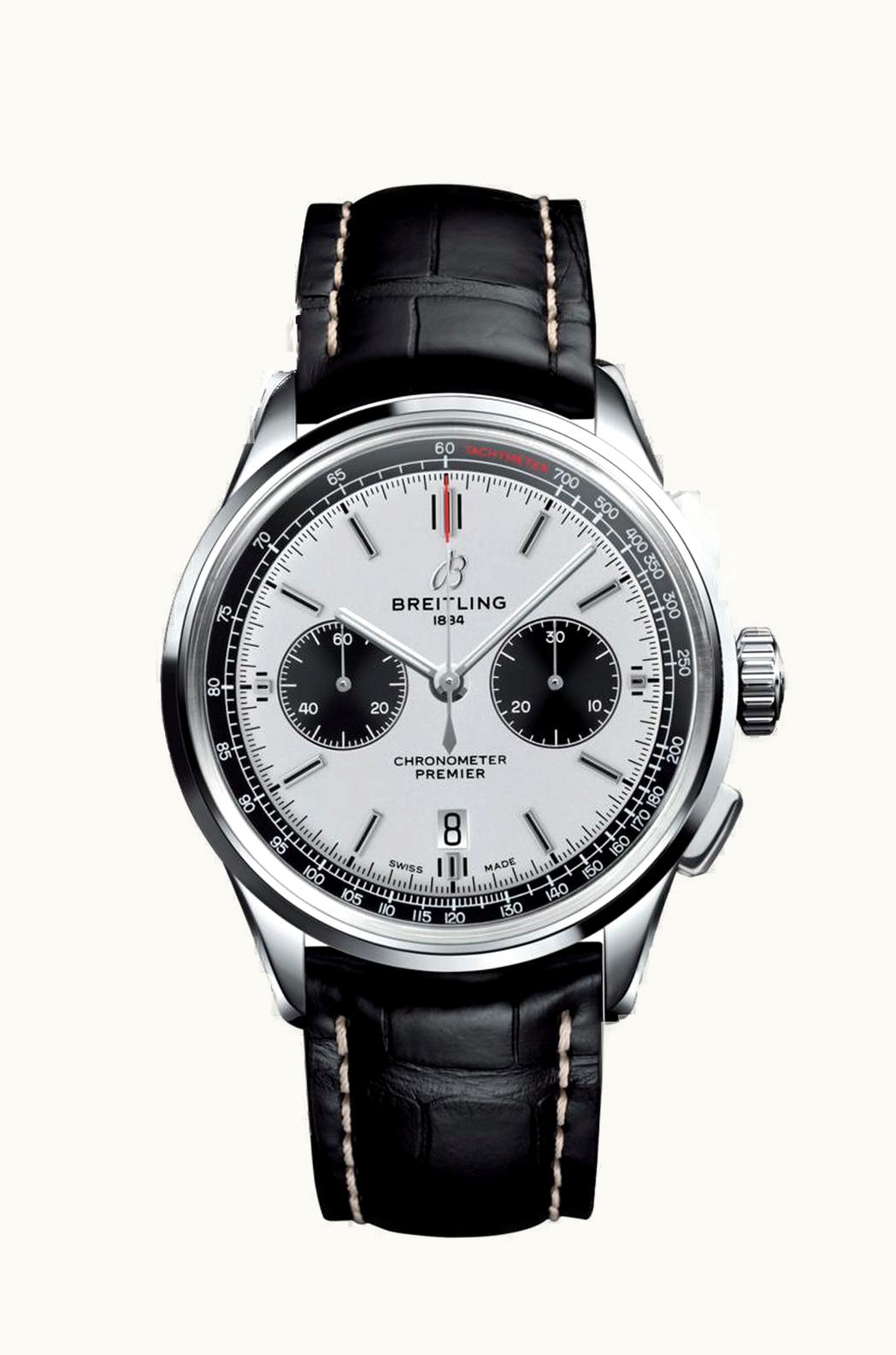 Breitling Premier B01 Chronograph 42 Stainless Steel / Silver / Anthracite Nubuck / Pin