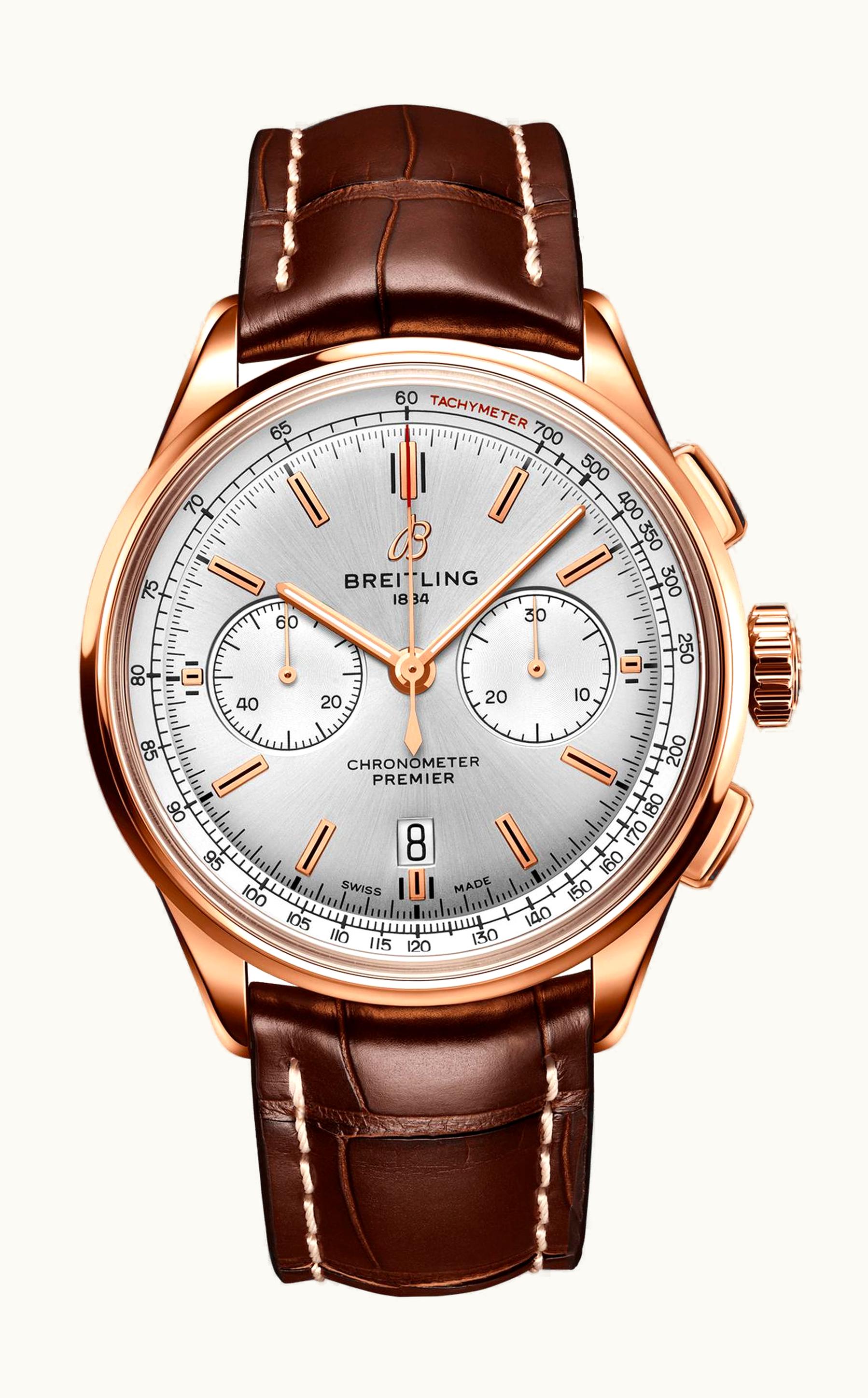 Breitling Premier B01 Chronograph 42 Red Gold / Silver / Alligator