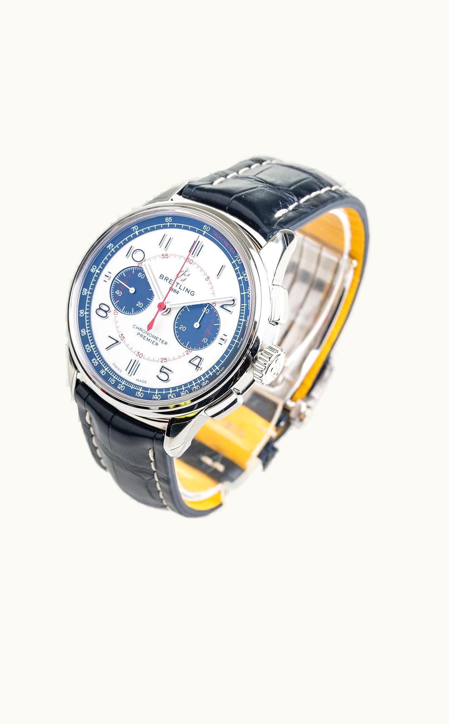 Breitling Premier B01 Chronograph 42 Bentley Mulliner Stainless Steel / Silver / Croco / Folding