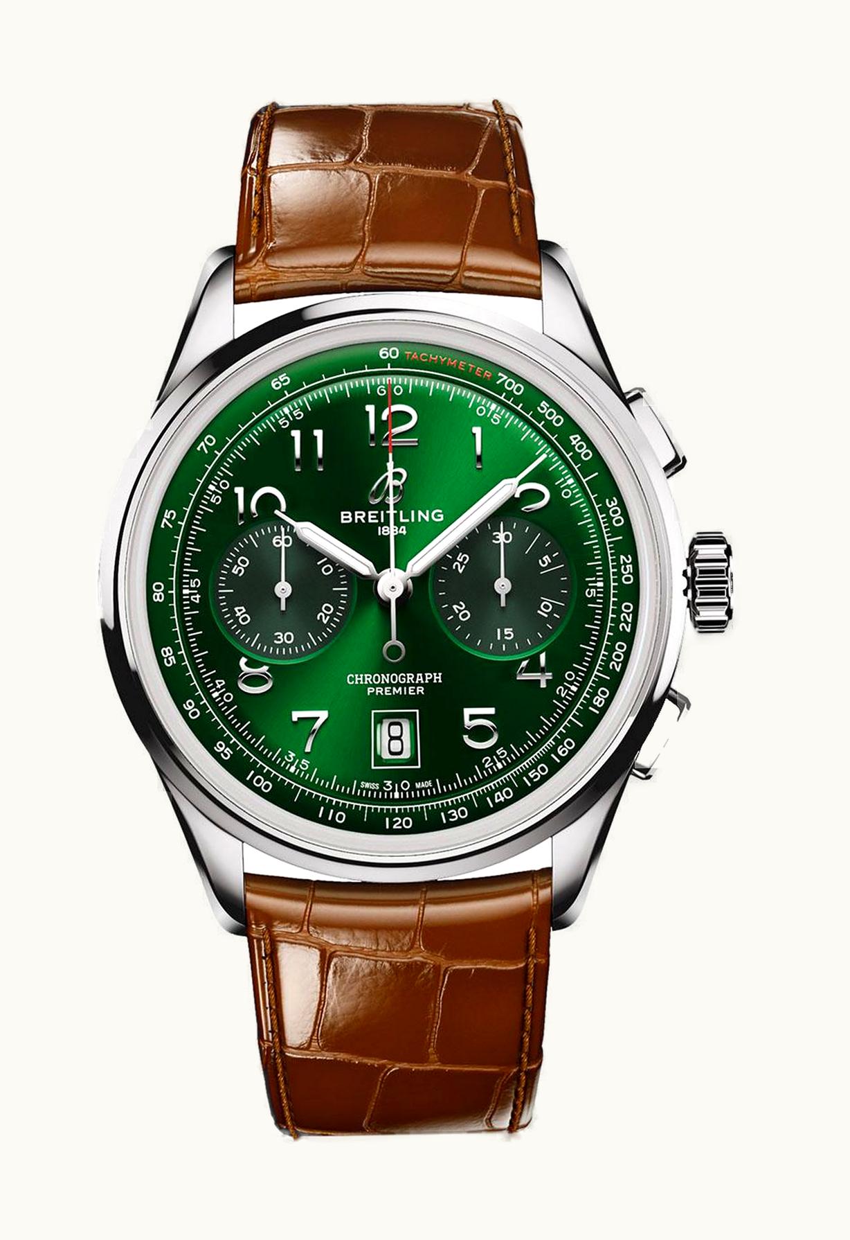Breitling Premier B01 Chronograph 42 Stainless Steel / Green / Alligator