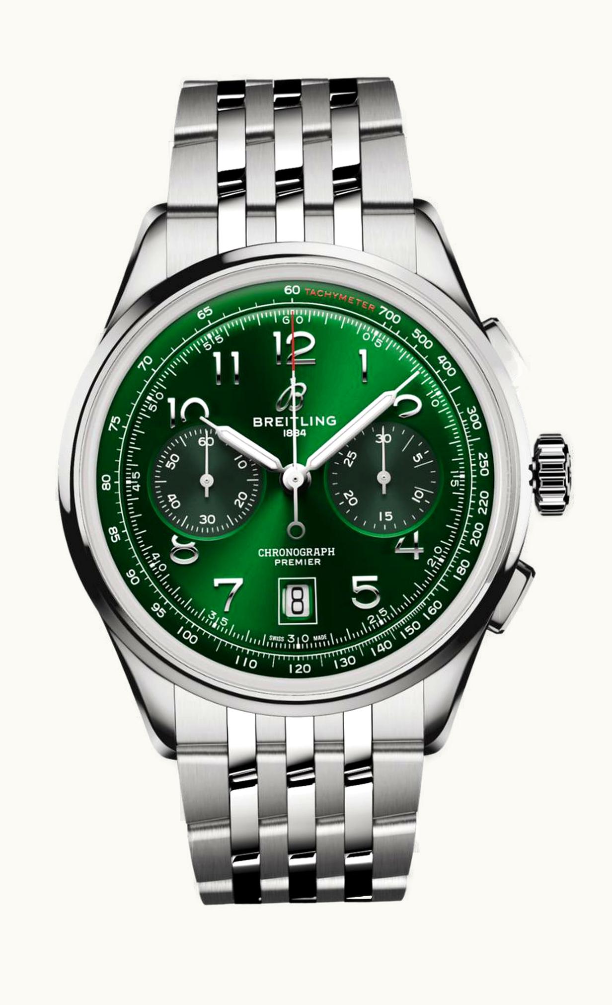 Breitling Premier B01 Chronograph 42 Stainless Steel / Green / Bracelet