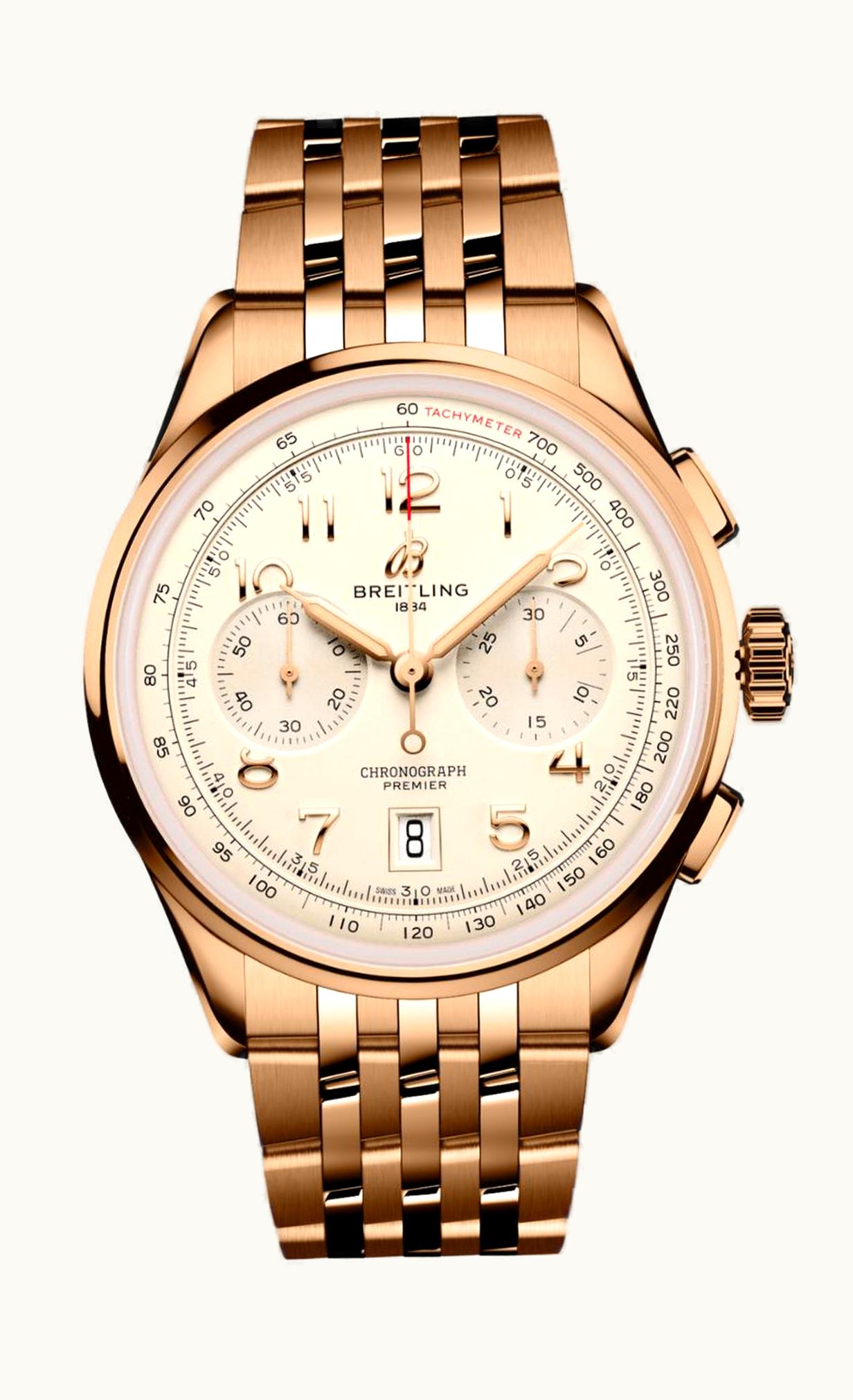 Breitling Premier B01 Chronograph 42 Red Gold / Cream / Bracelet