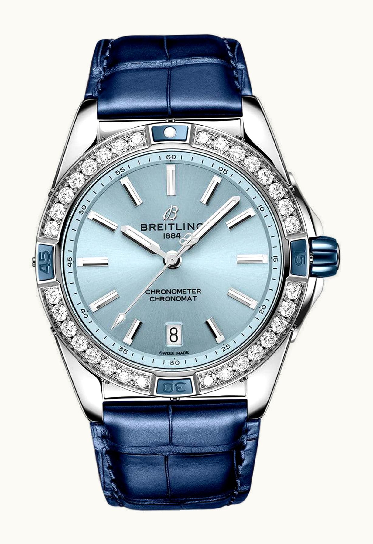 Breitling Super Chronomat 38 Stainless Steel / Ice Blue / Alligator