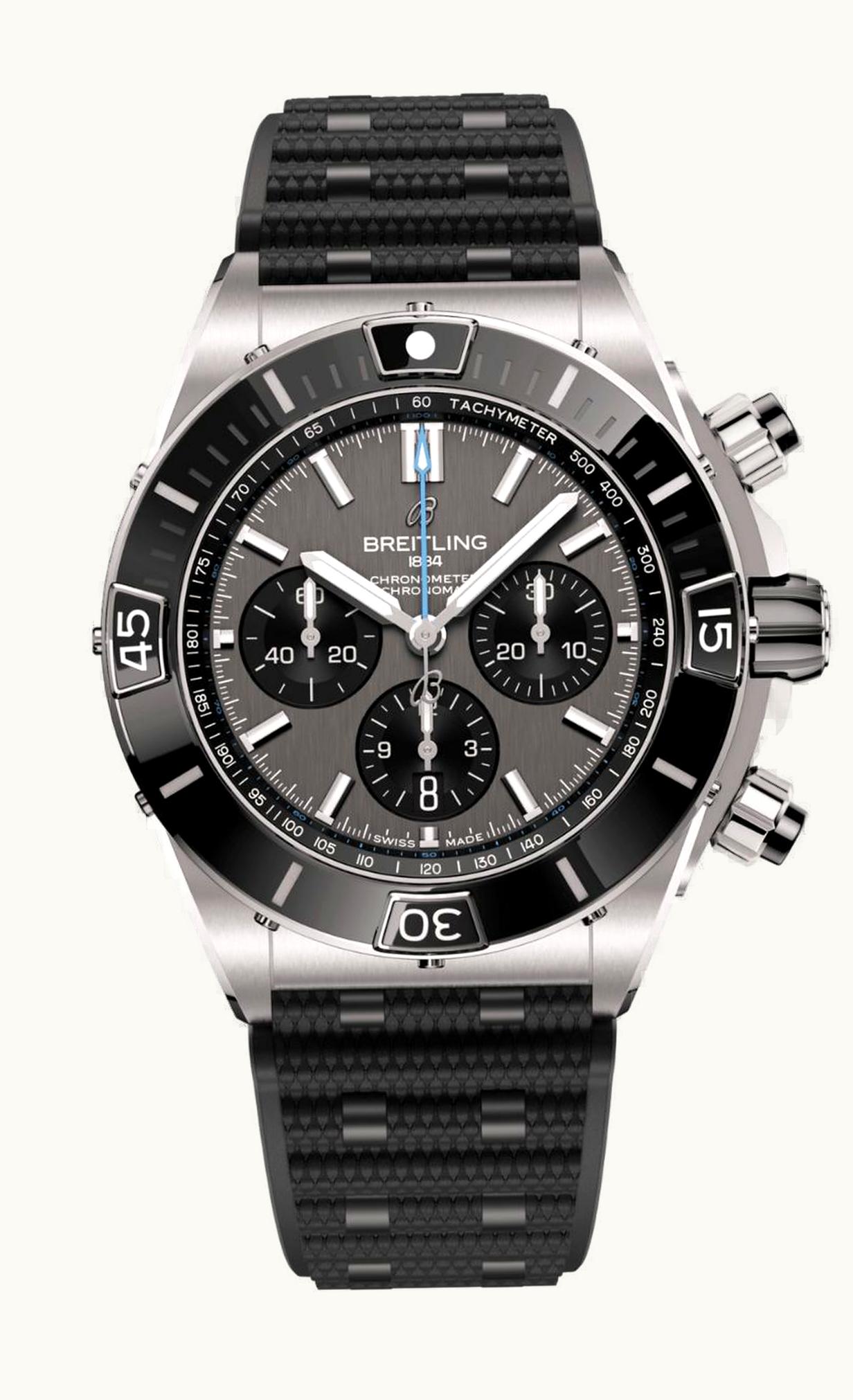 Breitling Super Chronomat B01 44 Titanium / Grey / Rubber Rouleaux