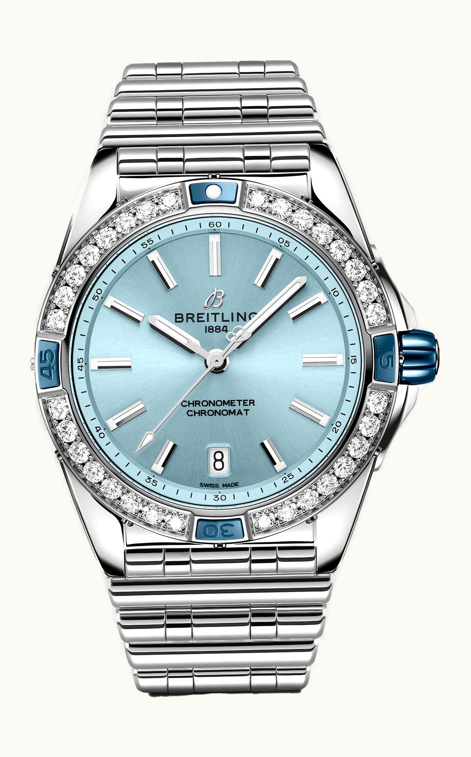 Breitling Super Chronomat 38 Stainless Steel / Ice Blue / Rouleaux