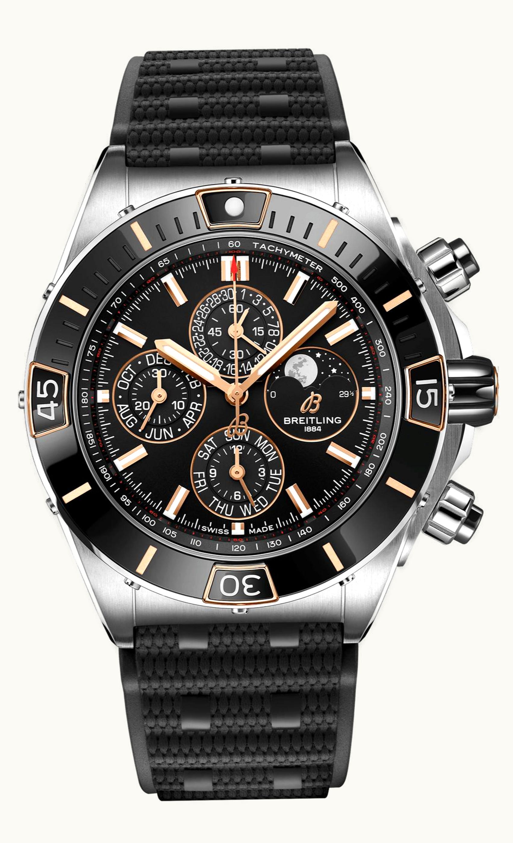 Breitling Super Chronomat 1461 Days 44 Stainless Steel / Black / Rubber Rouleaux