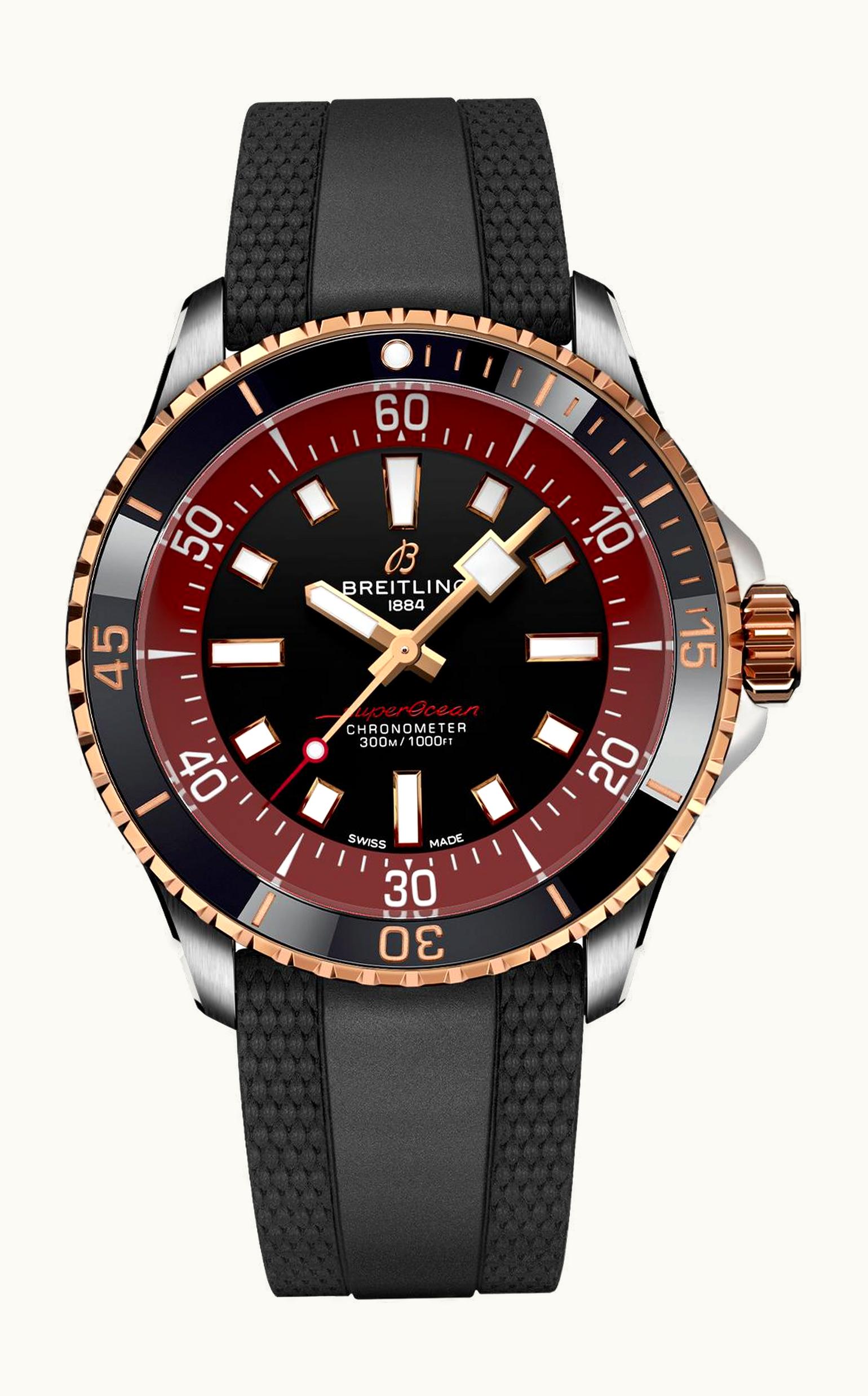 Breitling SuperOcean Automatic 42 Stainless Steel - Red Gold / Black - Red / Bucherer