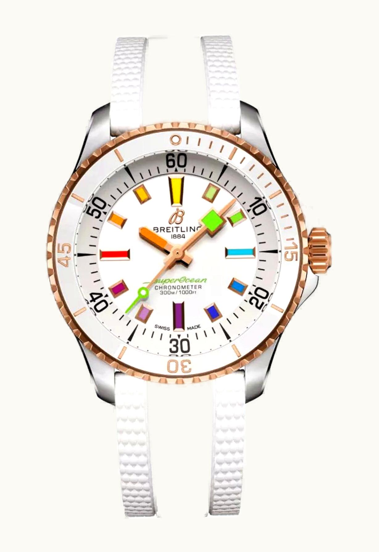 Breitling SuperOcean Automatic 36 Stainless Steel - Red Gold / White - Rainbow