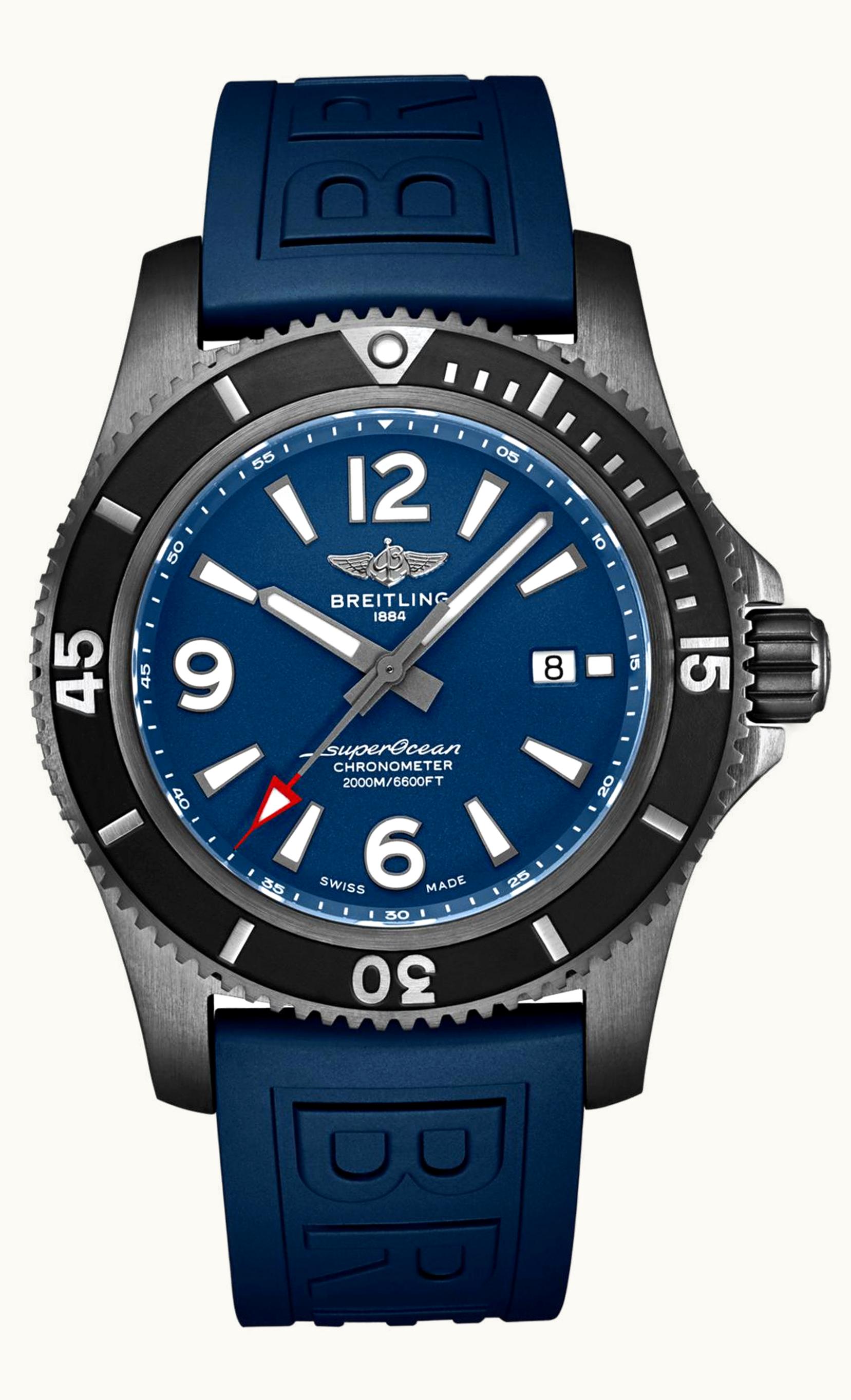 Breitling Superocean 46 Blacksteel / Blue / Rubber / Pin