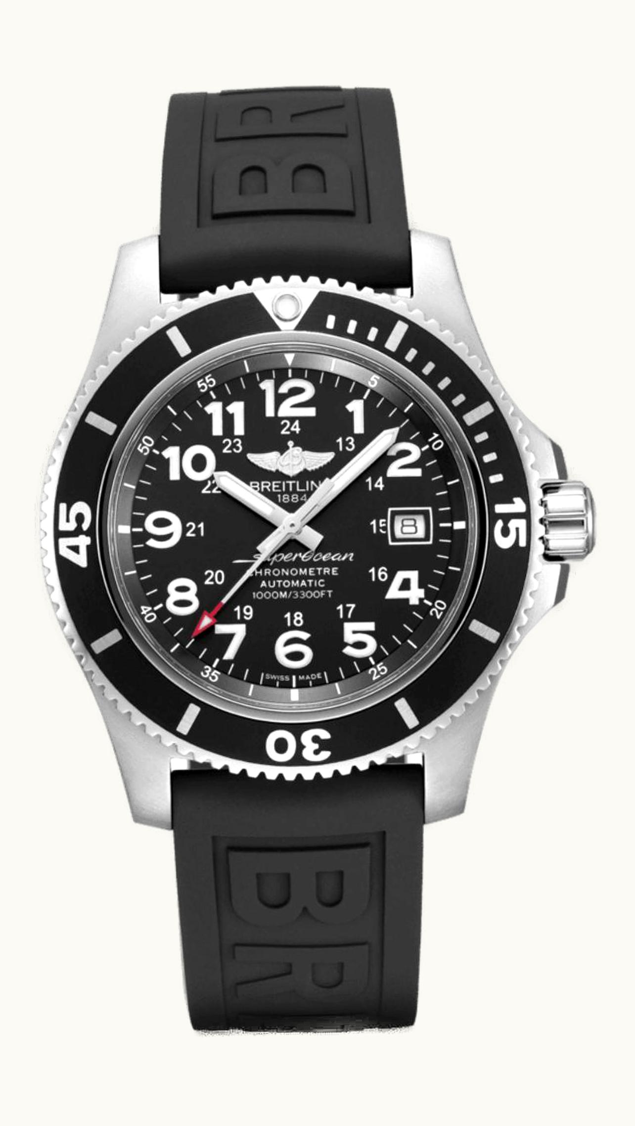 Breitling Superocean II 44 Stainless Steel / Black / Volcano Black / Rubber / Pin