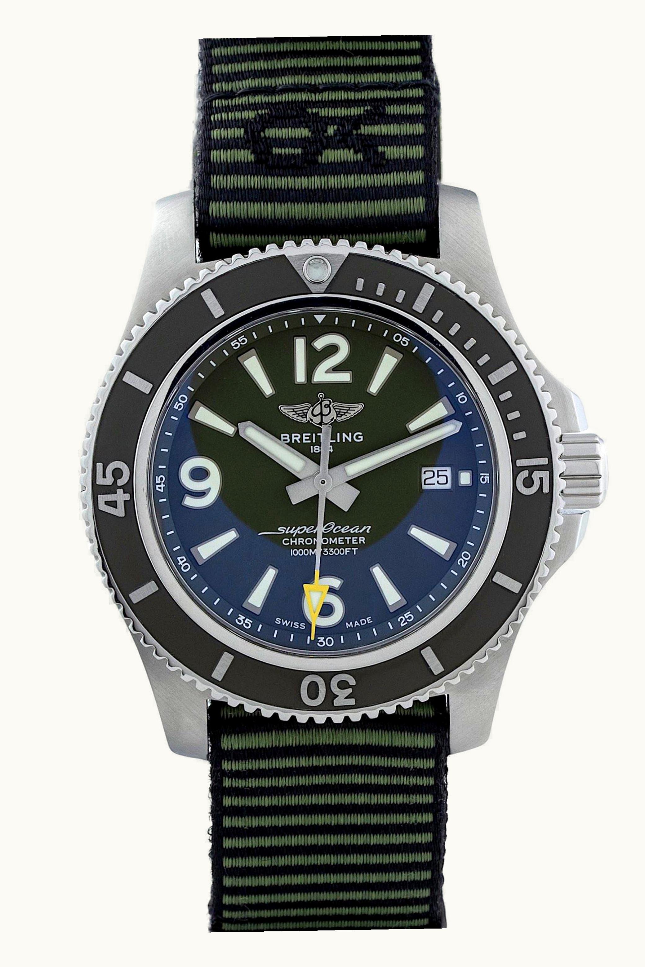 Breitling Superocean 44 Stainless Steel / Green / NATO / OuterKnown