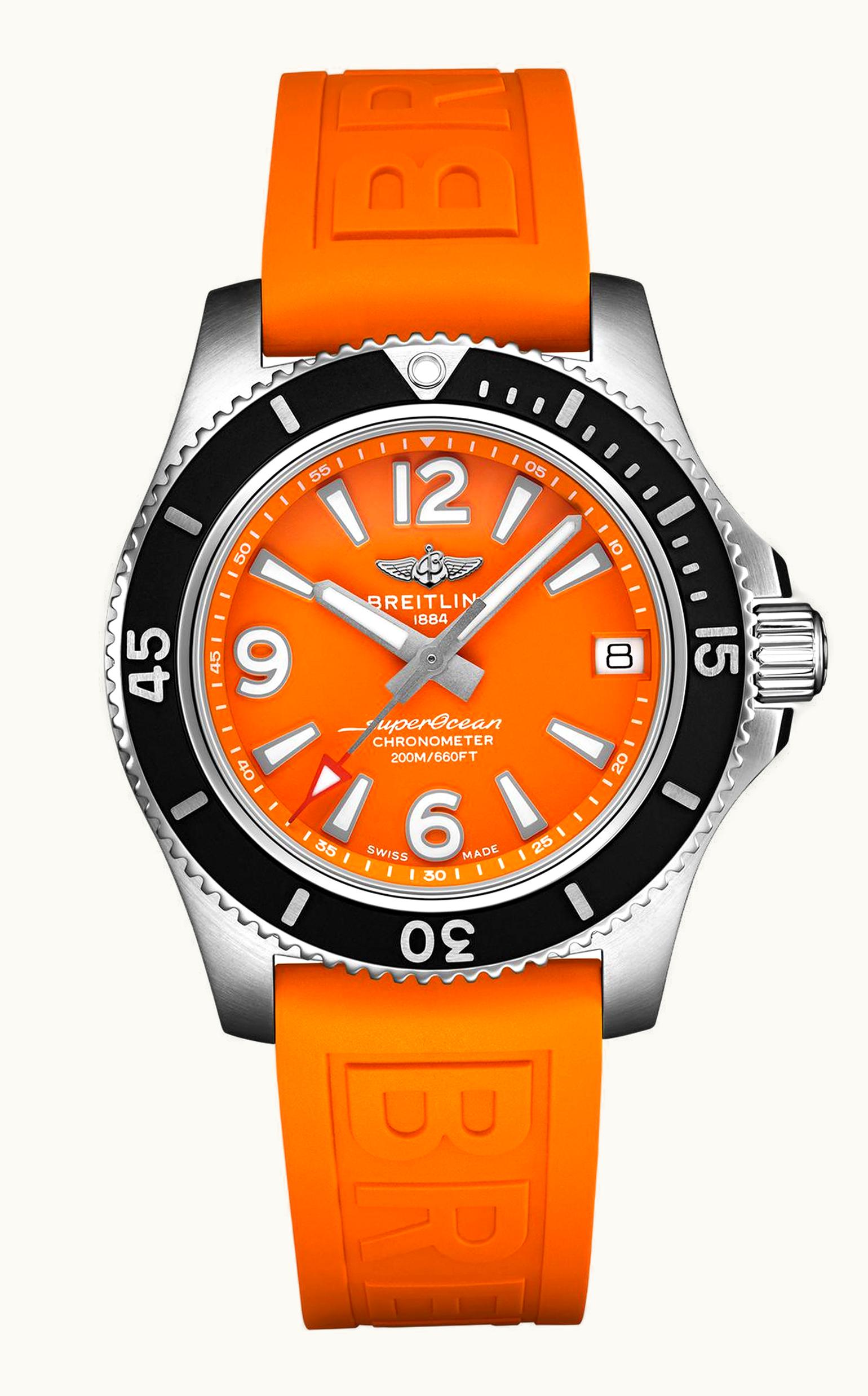 Breitling Superocean 36 Stainless Steel / Orange / Rubber