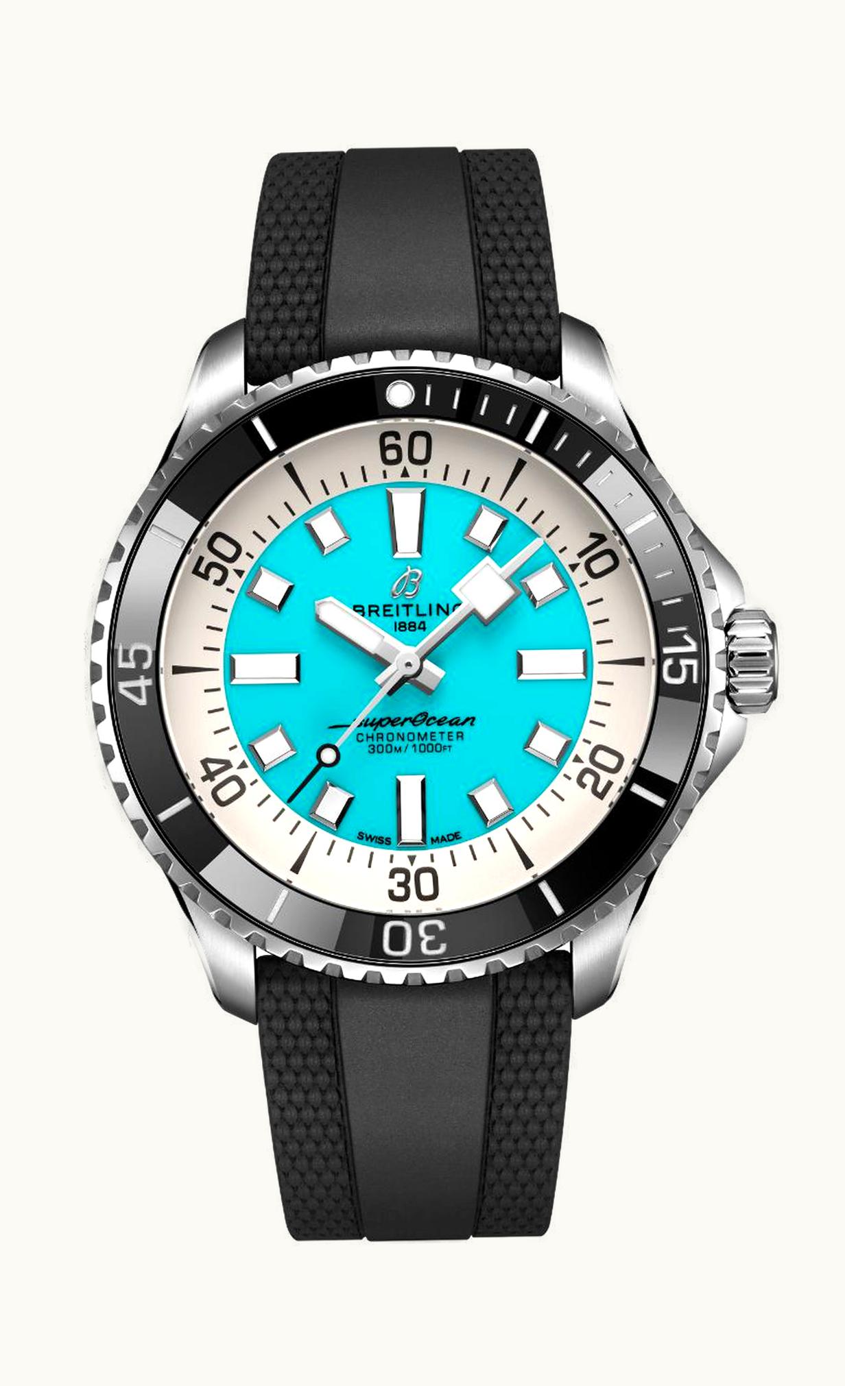 Breitling SuperOcean Automatic 44 Stainless Steel / Turquoise / Rubber