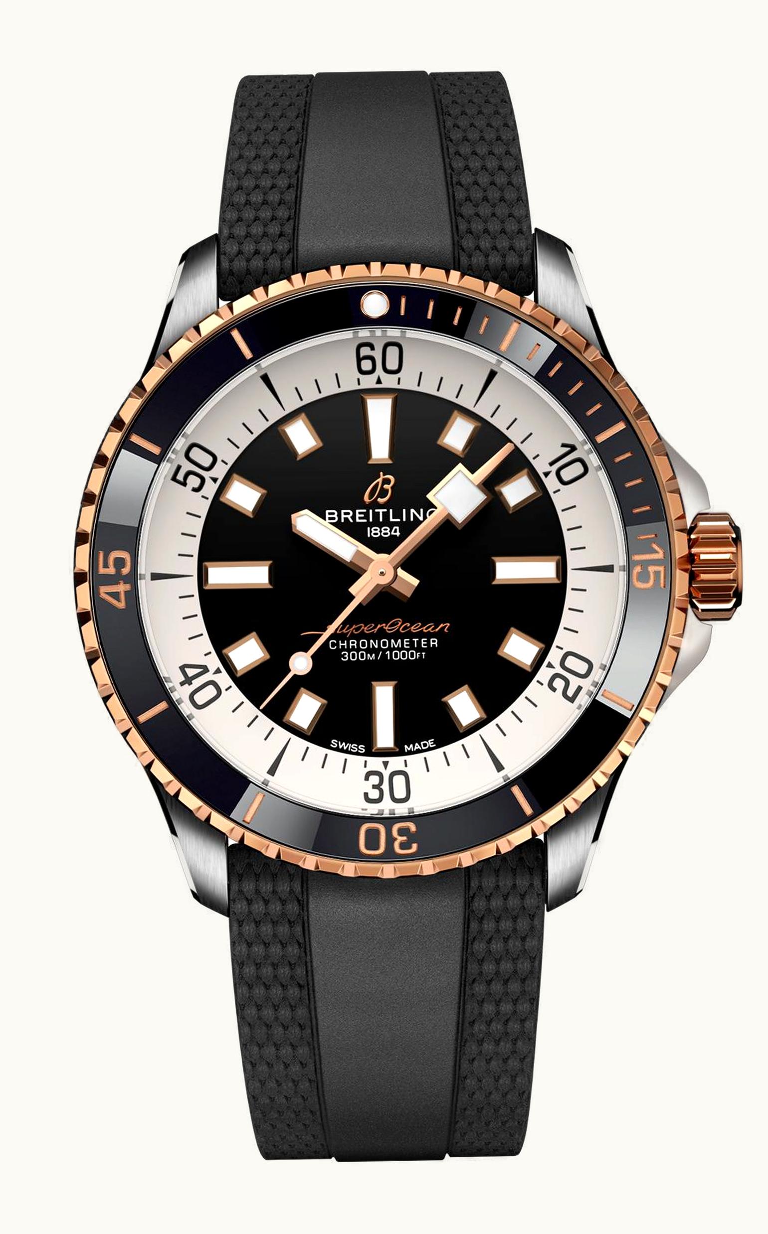 Breitling SuperOcean Automatic 42 Stainless Steel - Red Gold / Black / Rubber