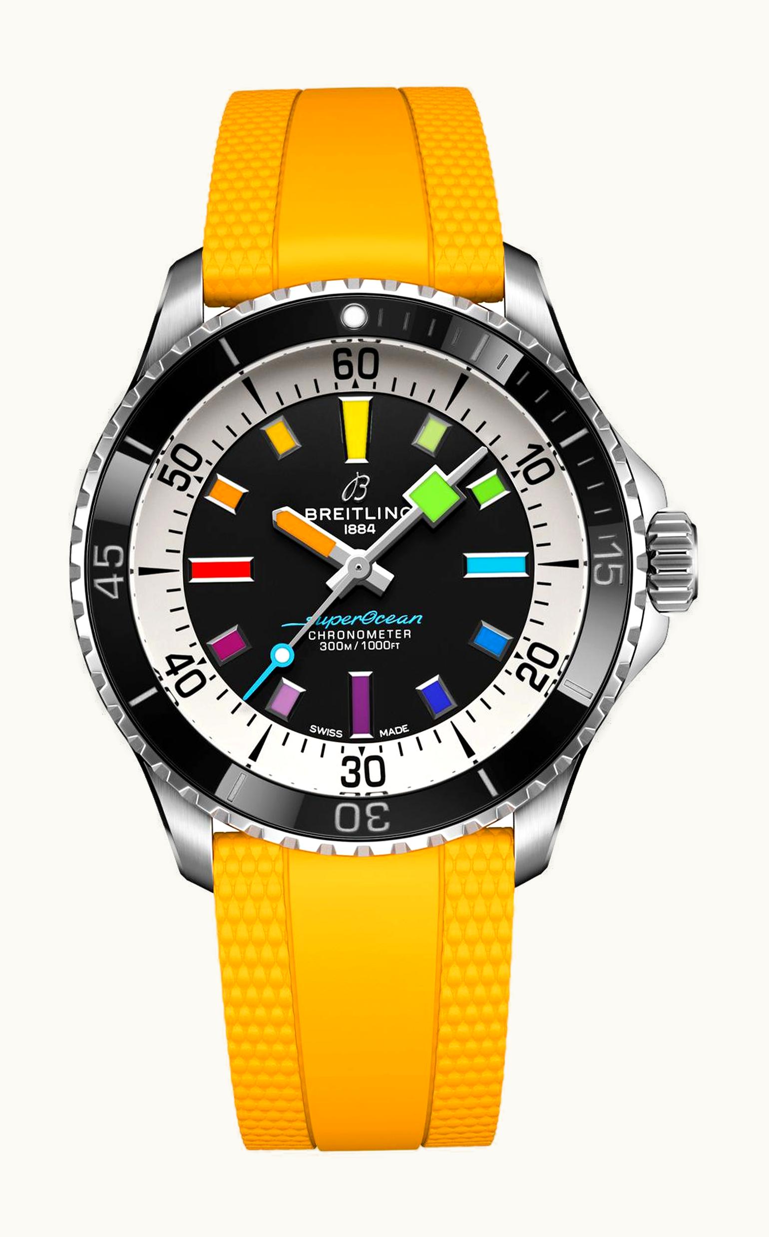 Breitling SuperOcean Automatic 42 Stainless Steel / Black - Rainbow / Rubber
