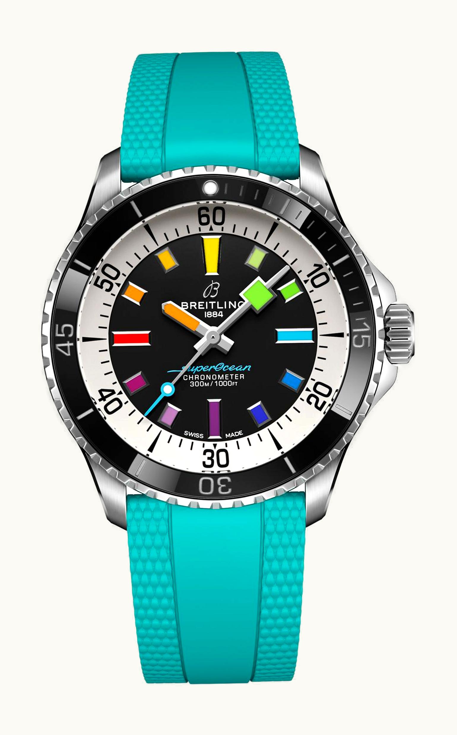 Breitling SuperOcean Automatic 42 Stainless Steel / Black - Rainbow / Rubber