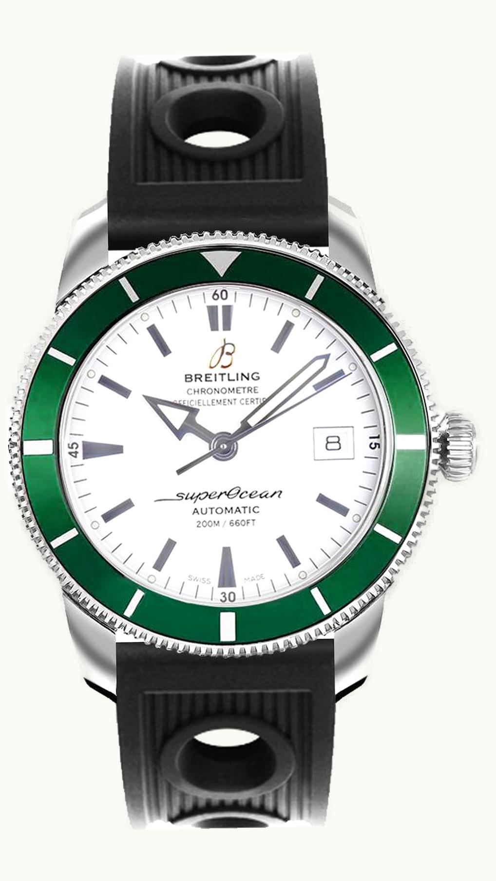 Breitling Superocean Heritage 42 Stainless Steel / Green / Stratus Silver / Calf