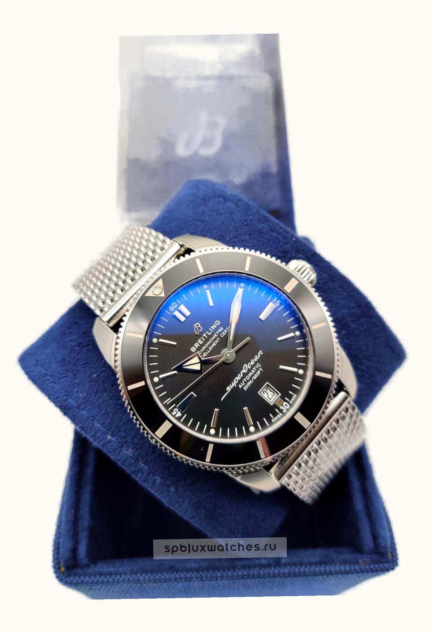 Breitling Superocean Heritage II 46 Chronograph Stainless Steel / Black / Blue / Milanese